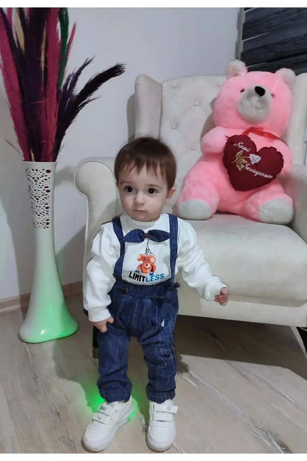 9-12-18 Ay Papyonlu Sweat Kot Pantolon 2li Erkek Bebek Salopet Ta