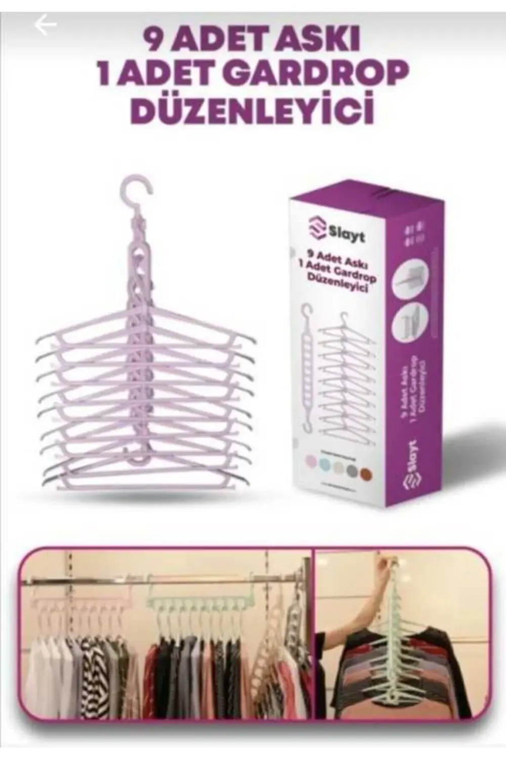 9 Adet Askı 1 Adet Gardrop Düzenleyici