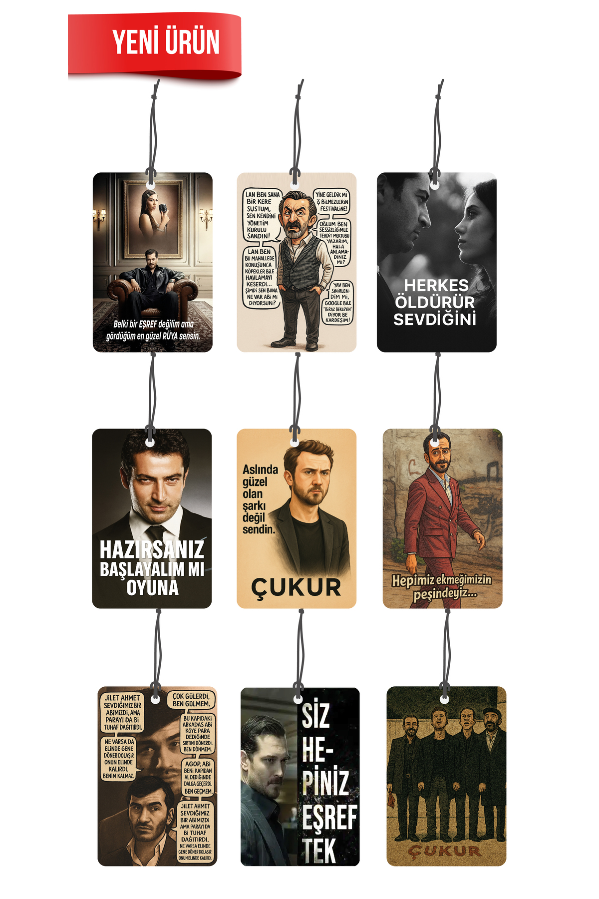 9 Adet Eşref Rüya,çukur Ve Ezel Dizi Replikleri Görselli Dekorati