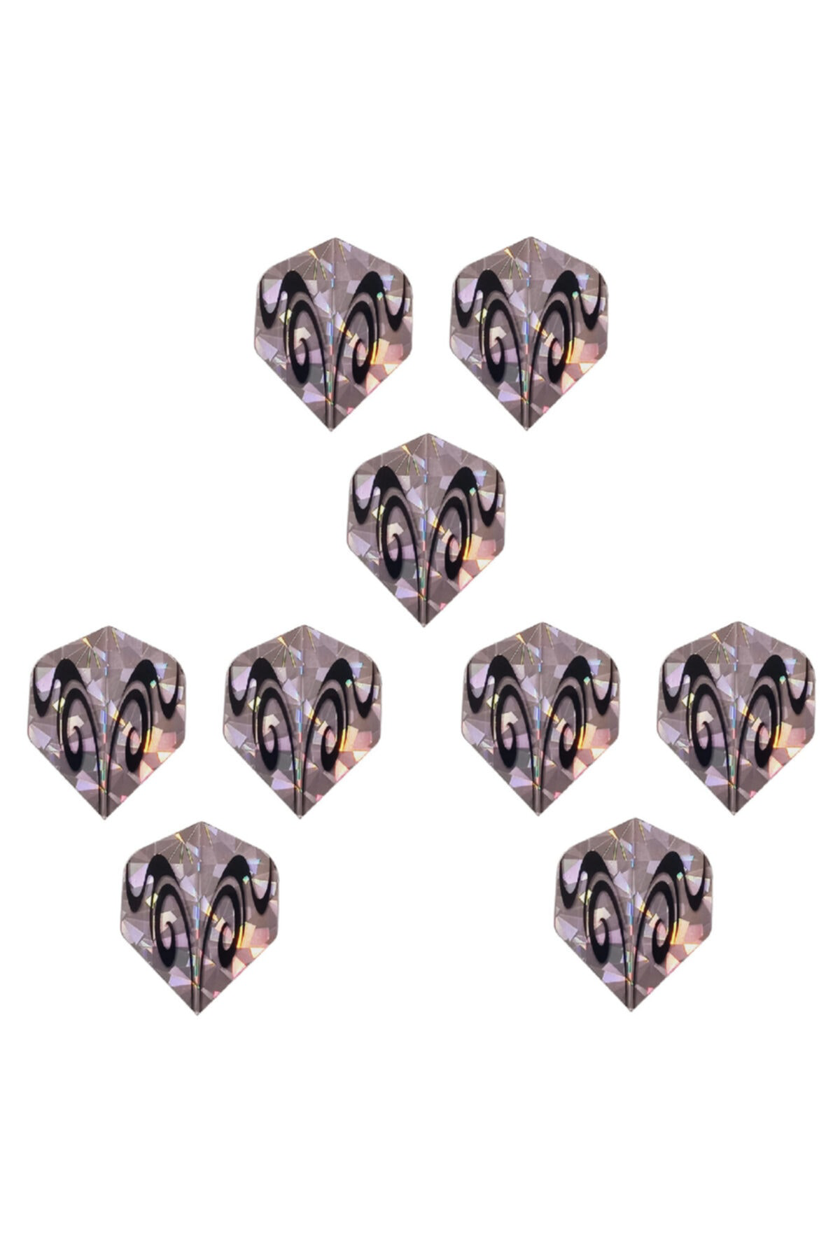 9 Adet(3 TAKIM) Dart Flight Standart Parlak Hologram Siyah-beyaz 