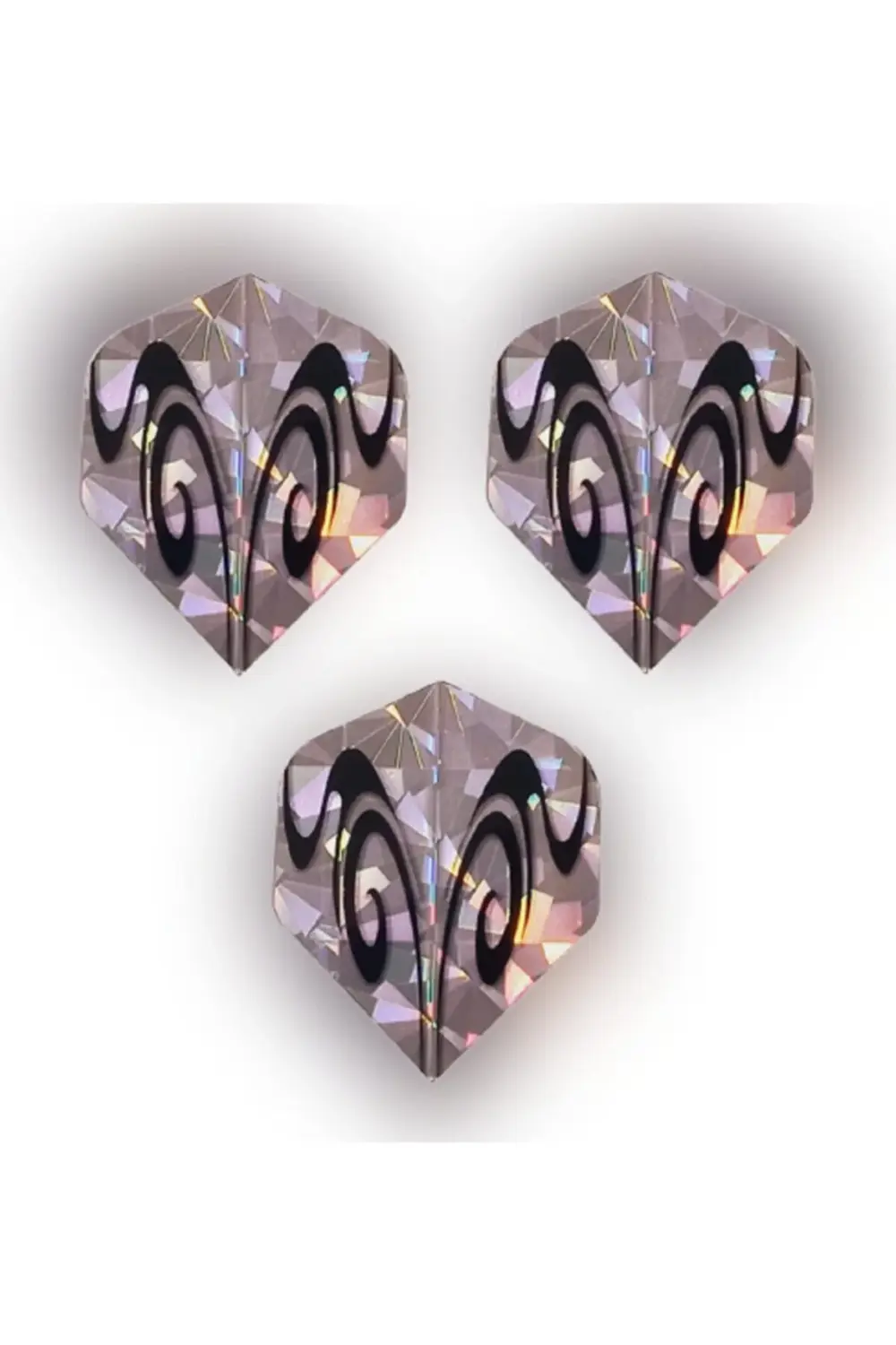 9 Adet(3 TAKIM) Dart Flight Standart Parlak Hologram Siyah-beyaz