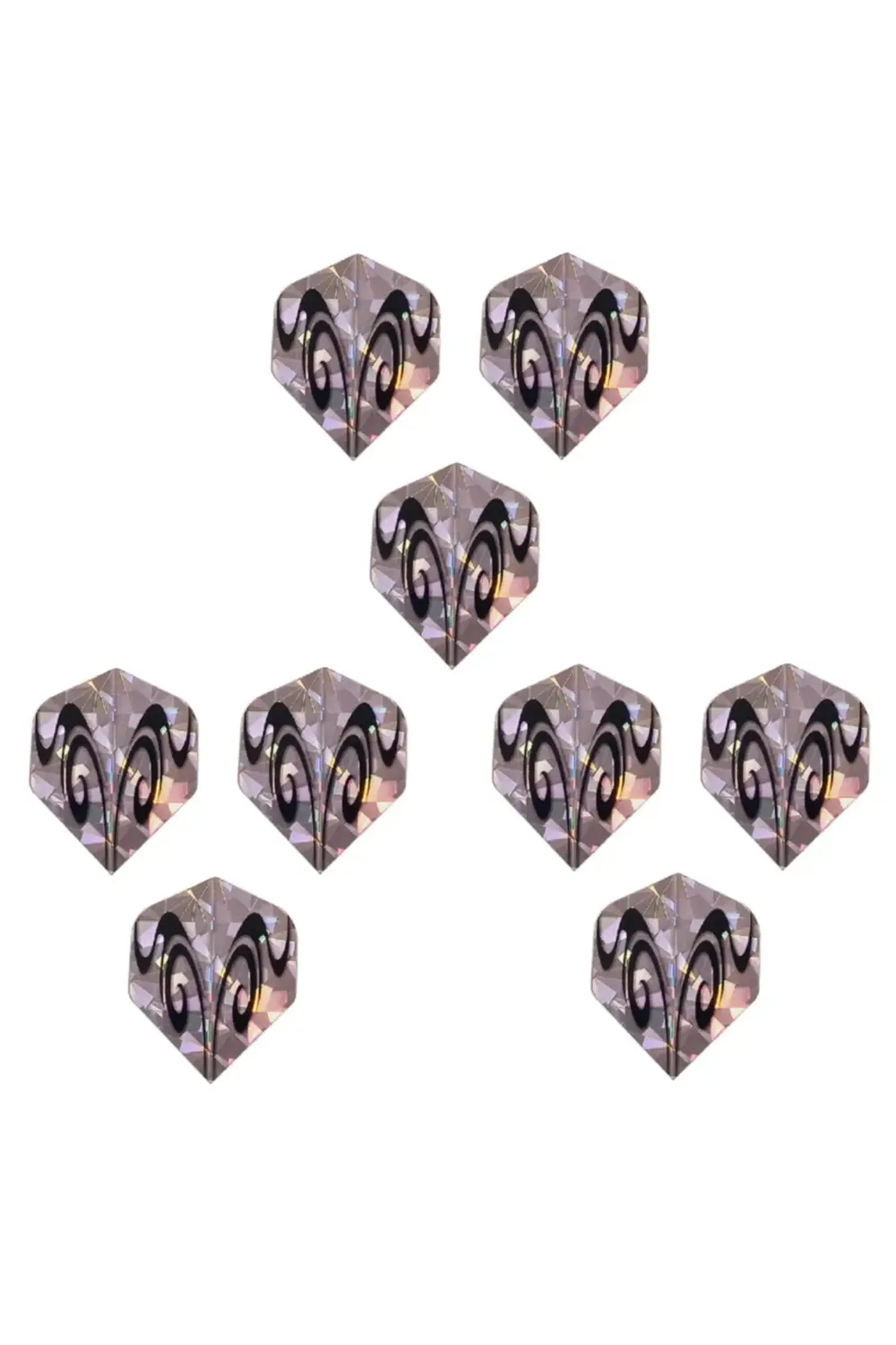 9 Adet(3 TAKIM) Dart Flight Standart Parlak Hologram Siyah-beyaz