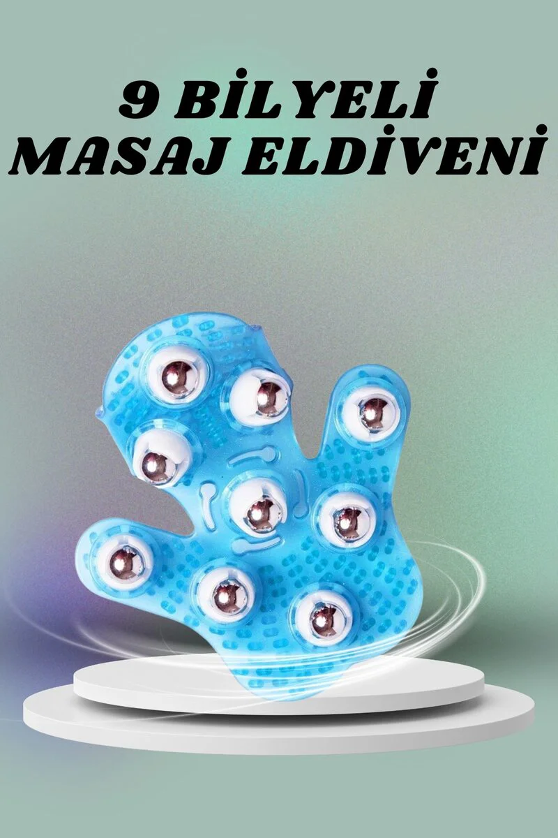 9 Bilyeli Giyilebilir Vücut Sıkılaştırıcı Masaj Eldiveni - Omuz Bacak Rahatlatıcı