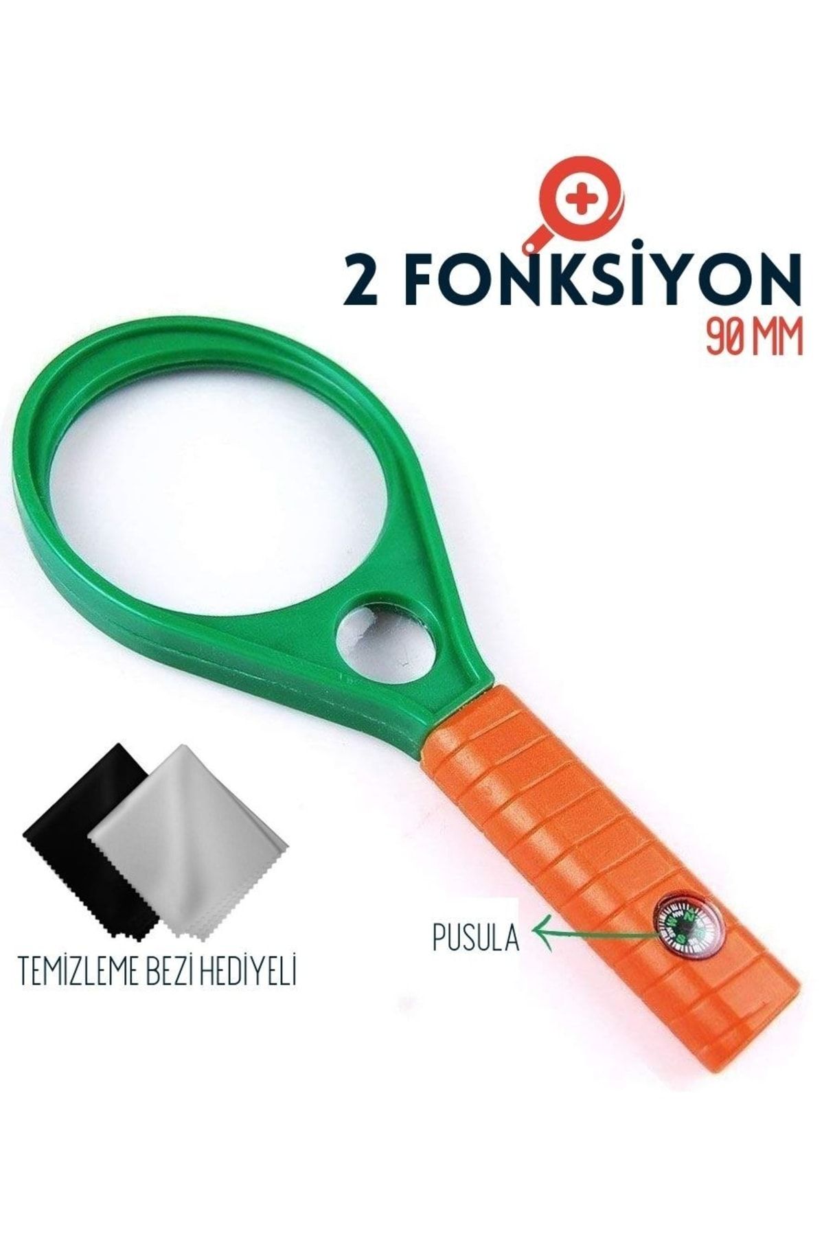 9 Cm Çap Pusulalı Büyüteç Microfiber Bez Hediyeli 714131