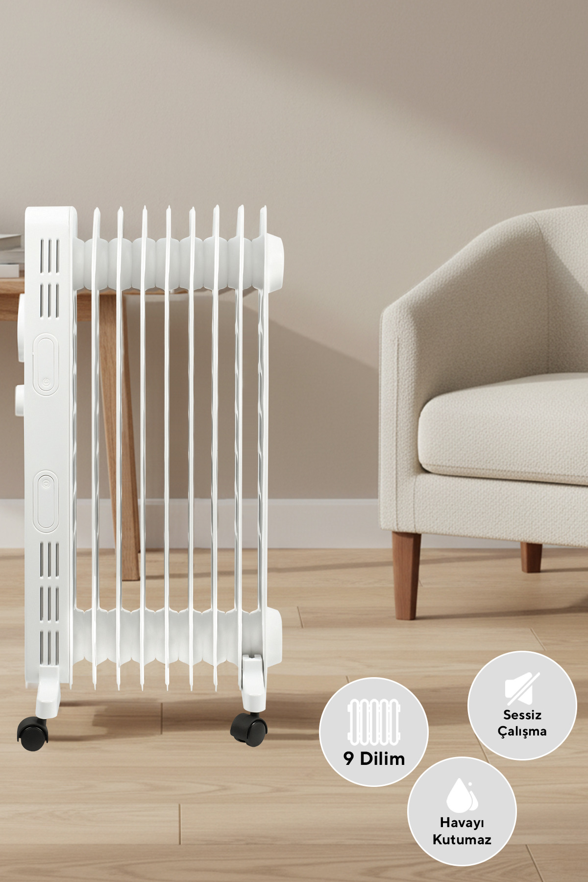 9 Dilim Beyaz Radyatör Kum-1225S