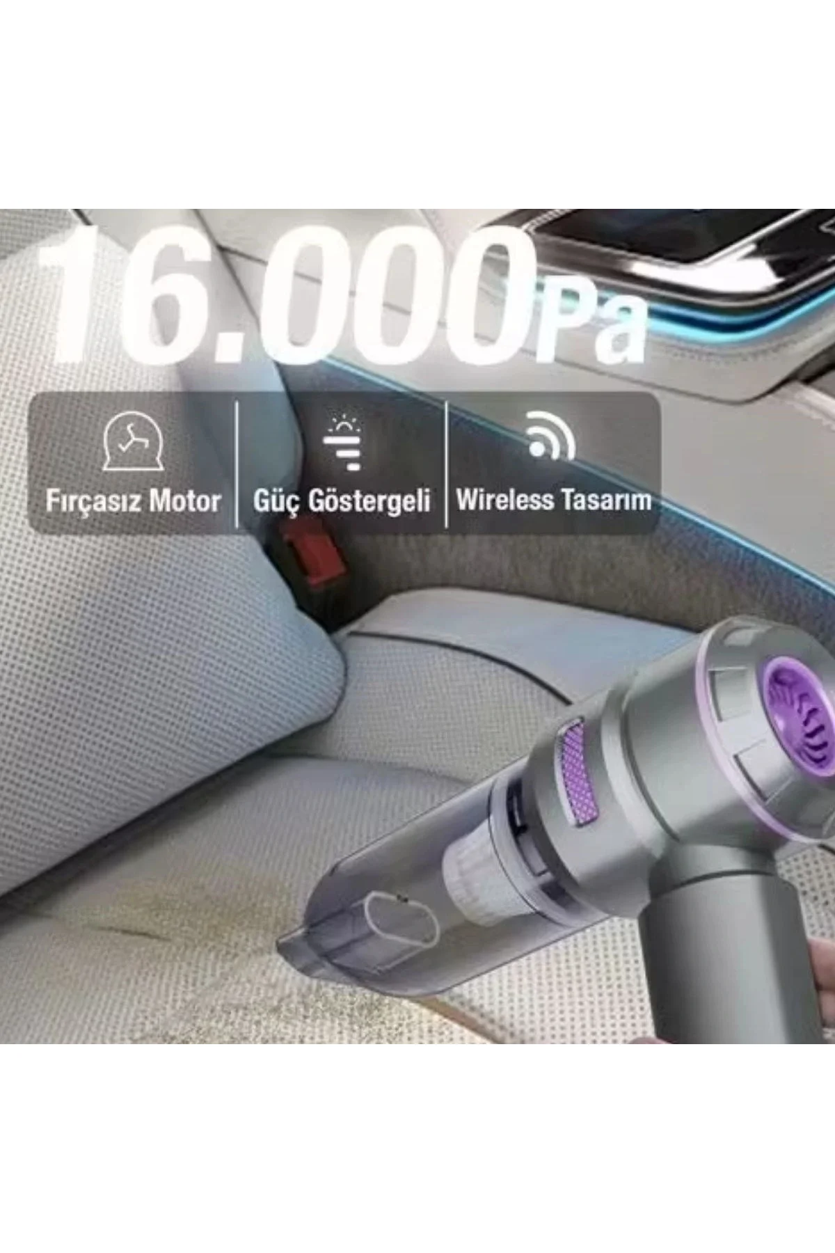 9 Farklı Uçlu Kablosuz Şarjlı Araç İçi Süpürge – Wireless Destekl