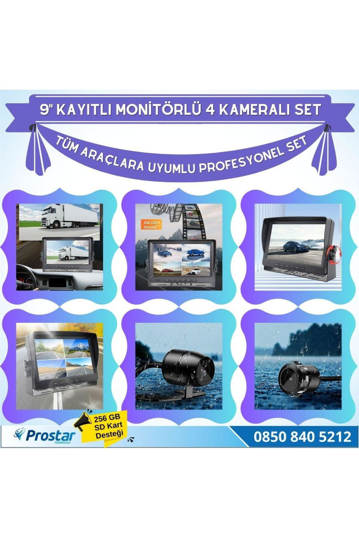 9 Inç Dörde Bölünür Kayıtlı 256Gb Sd Destekli 4 Kameralı 720P Ahd