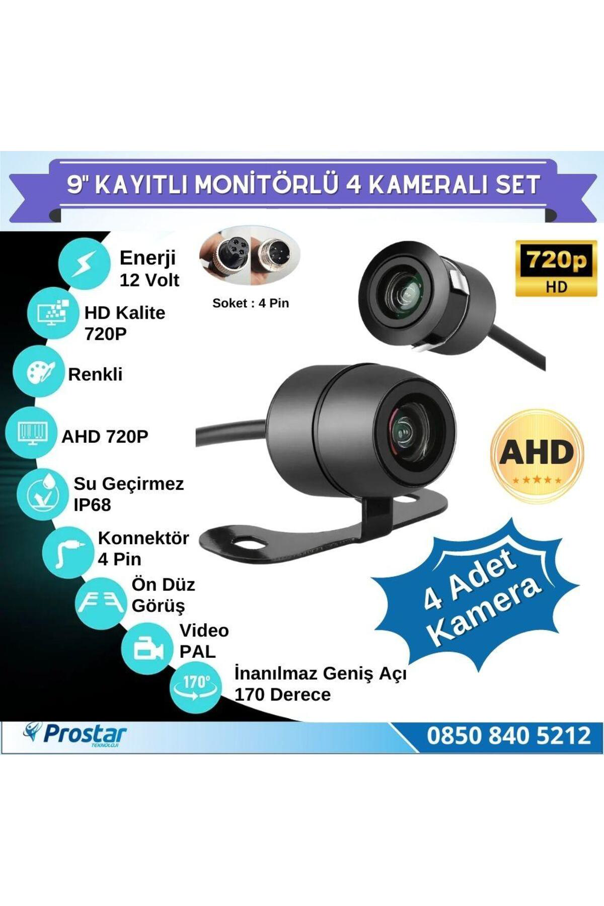 9 Inç Dörde Bölünür Kayıtlı 256Gb Sd Destekli 4 Kameralı 720P Ahd
