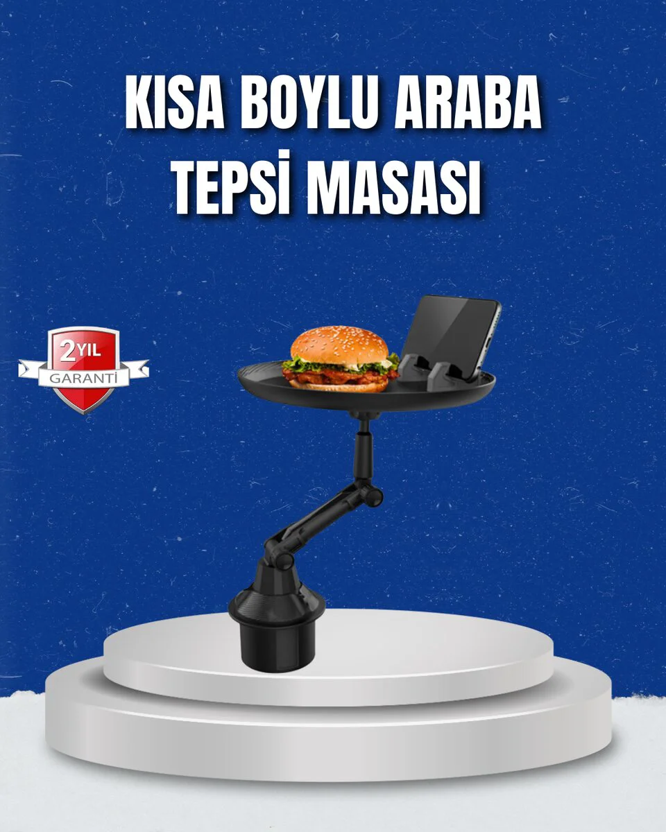 9 İnç Geniş Alanlı Ayarlanabilir Araç İçi Bardaklık Tepsisi ve Telefon Standı