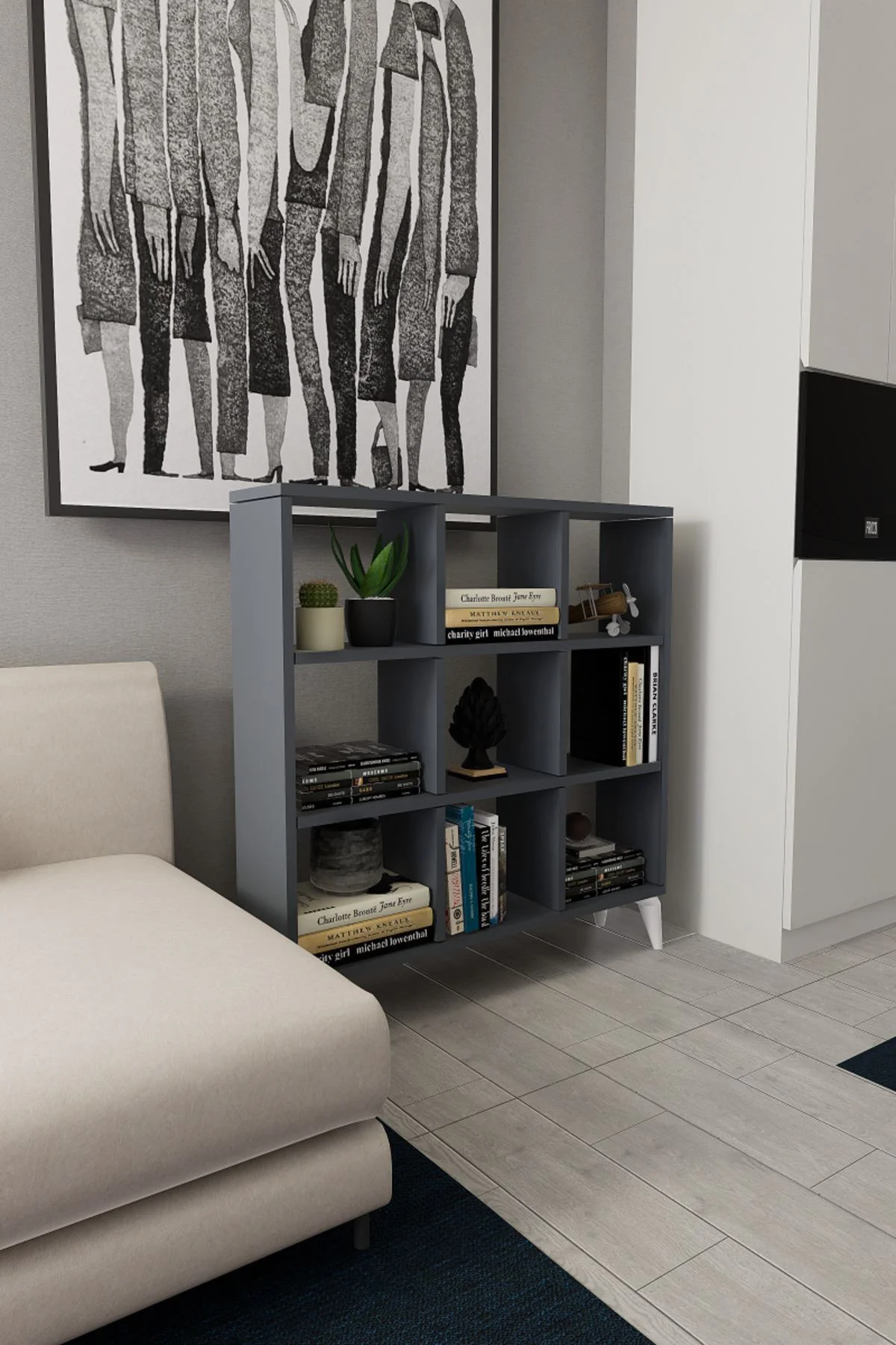 9 Kare Küp Kitaplık 9 Bölmeli Raflı Kitaplık Kare Kitaplık Kütüph