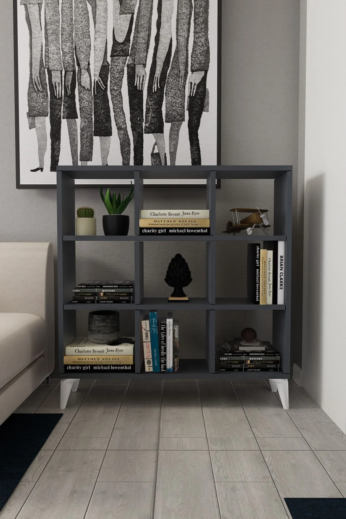 9 Kare Küp Kitaplık 9 Bölmeli Raflı Kitaplık Kare Kitaplık Kütüph