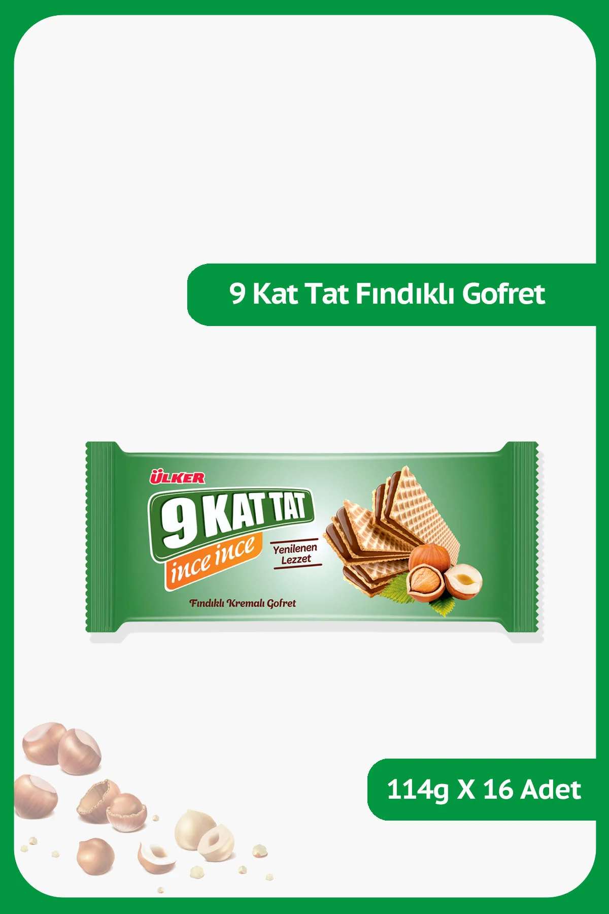 9 KAT TAT Fındıklı Gofret - 114 Gram - 16 Adet