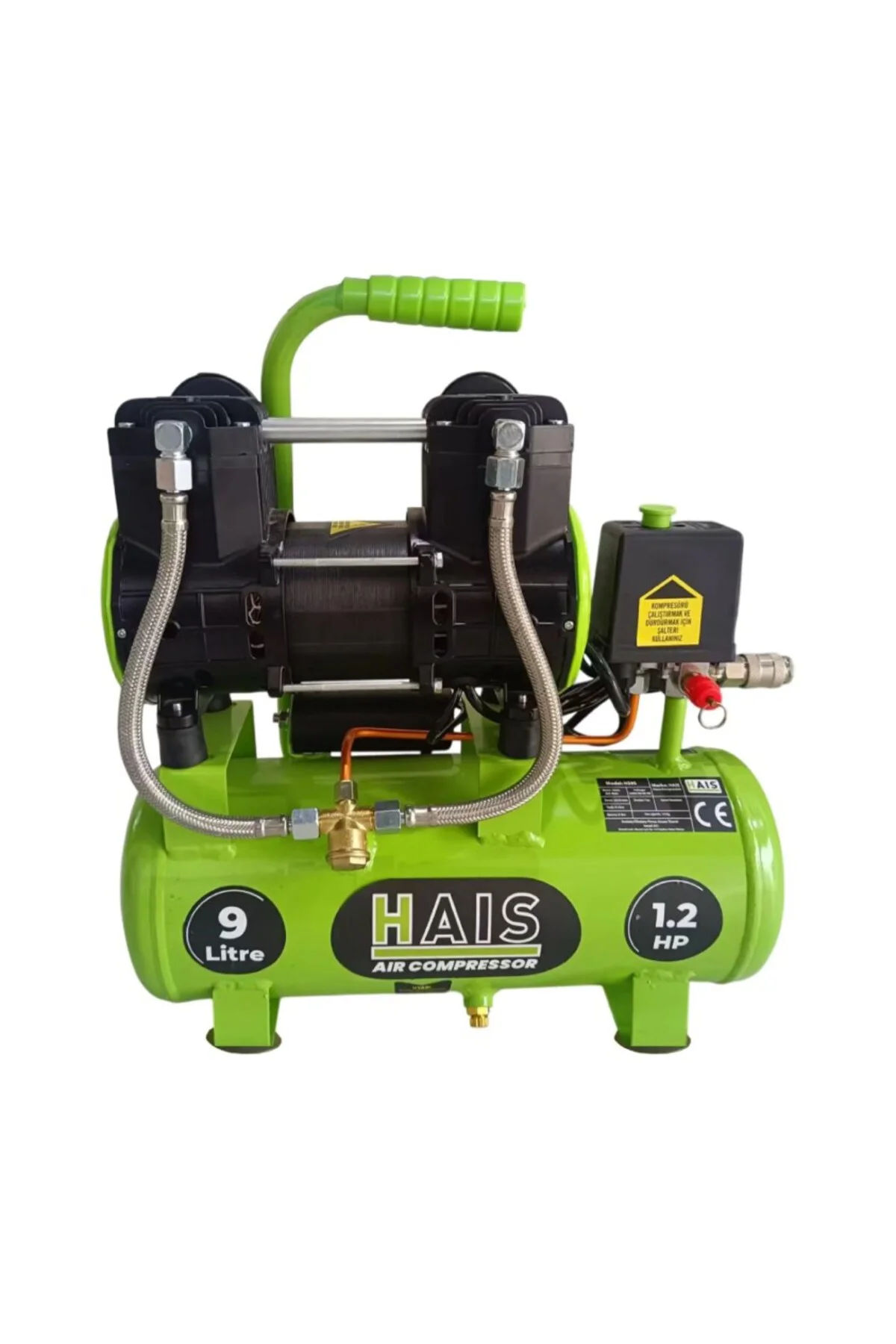 9 Litre Sessiz Yağsız Hava Kompresörü 1.2 HP Yeni Model