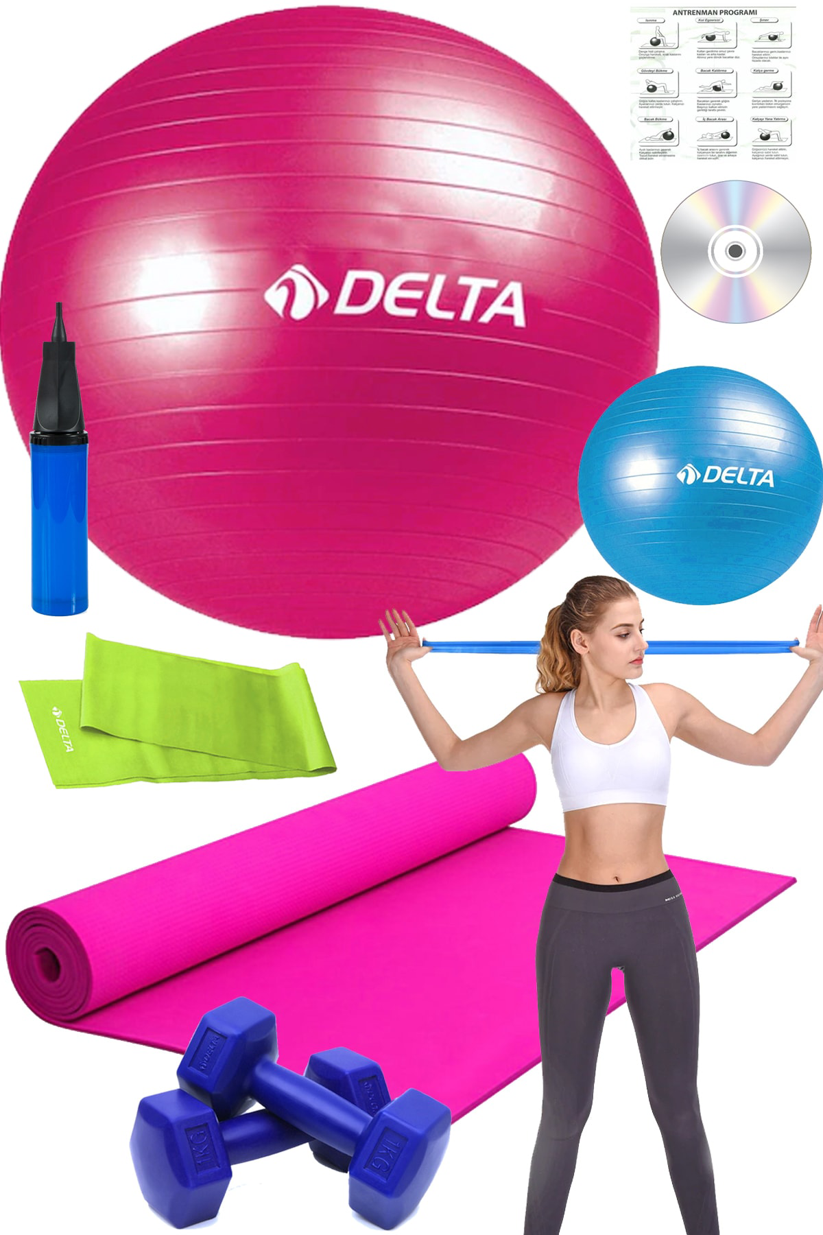 9 Lu Pilates Seti Egzersiz Plates Topu Pilates Minderi Dambıl Aer