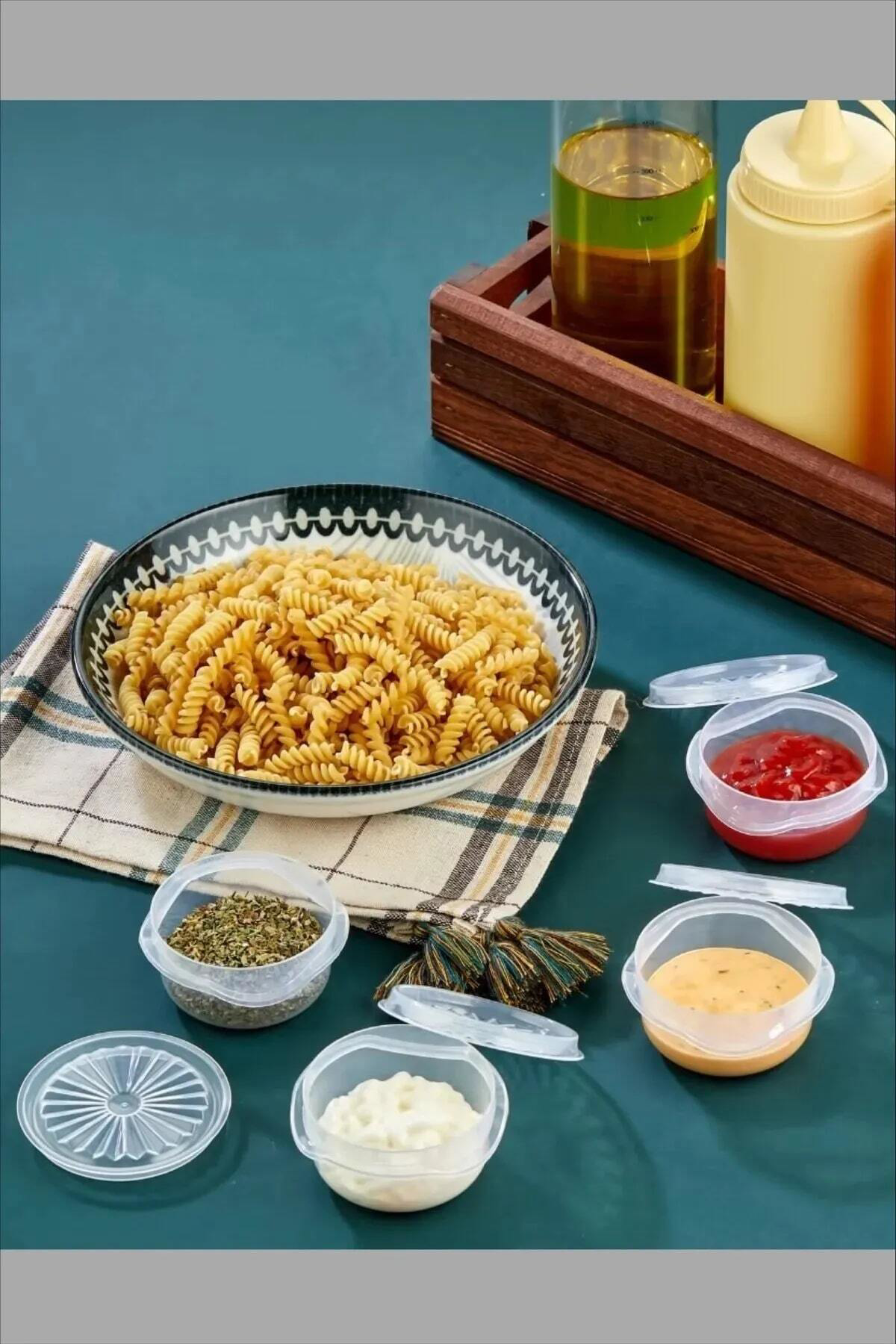 Nezade Store 9 Lu Yelpaze Kapaklı Şeffaf Mini Sosluk - Ketçap Mayonez Kabı- Ka