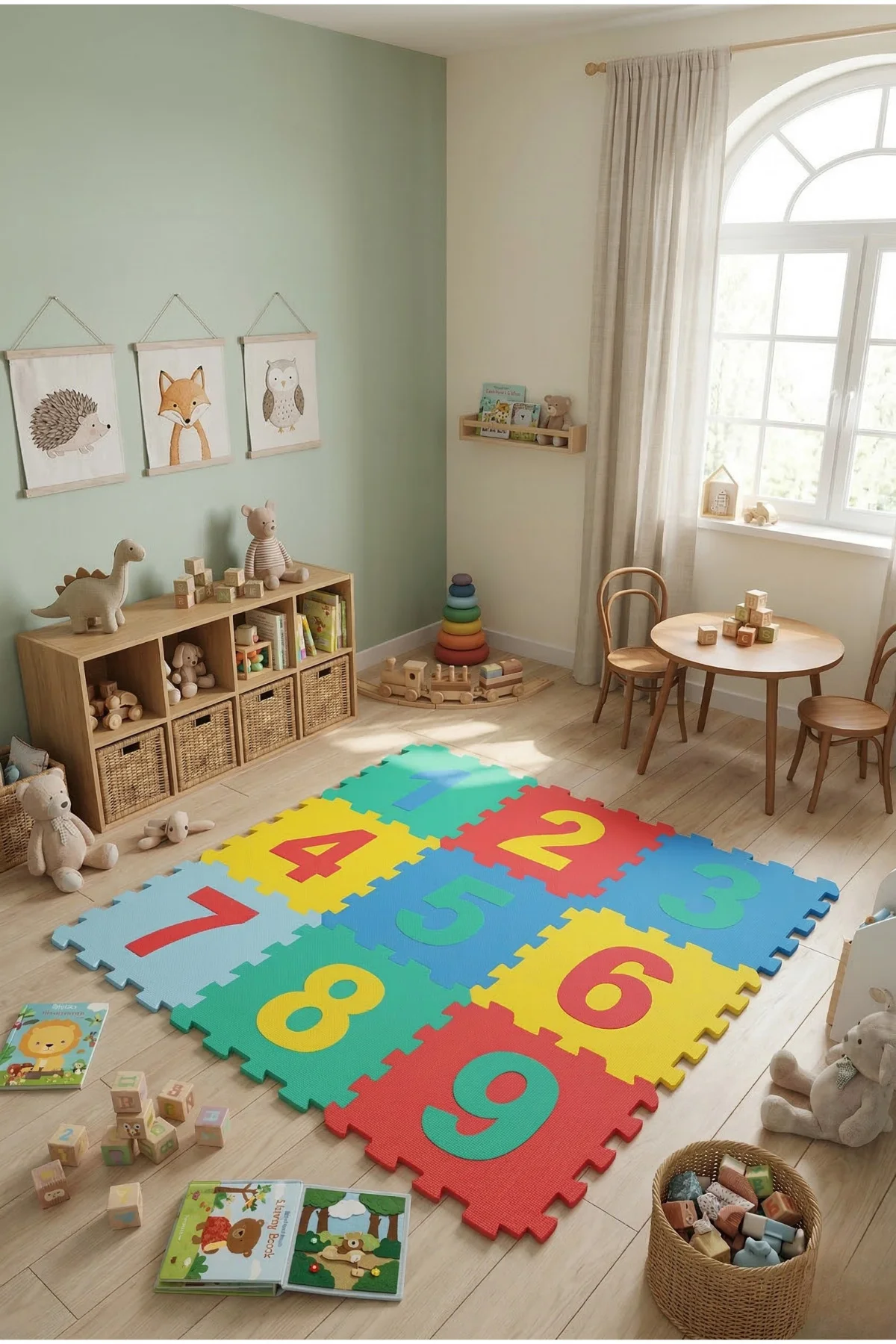 9 Parça 33x33 Boyutlu Puzzle Çocuk Oyun Matı Halısı Rakamlı Oyun 