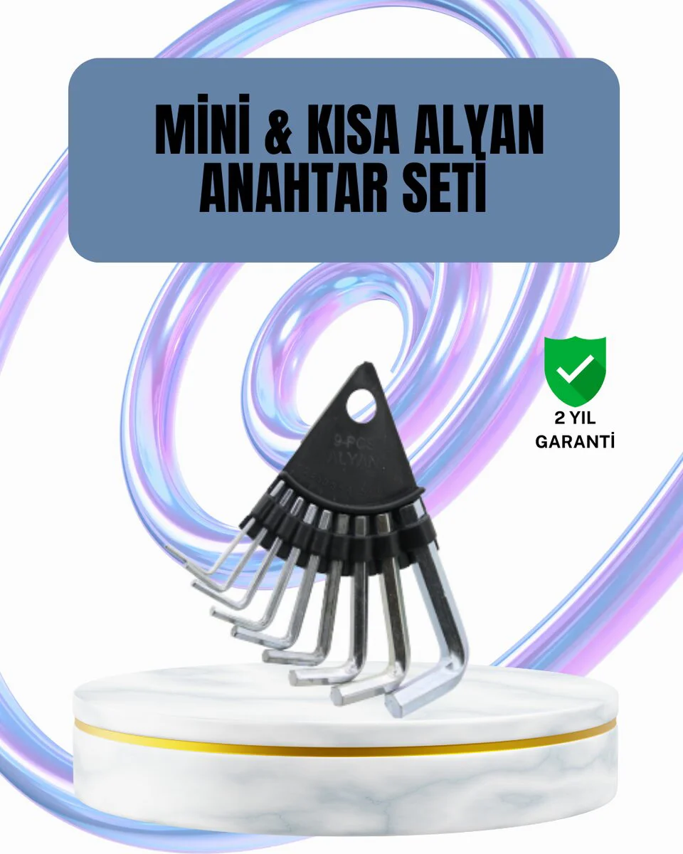 9 Parça Altıgen Uçlu Alyan Anahtar Seti - Mobilya ve Tamir İçin Dayanıklı Çözüm