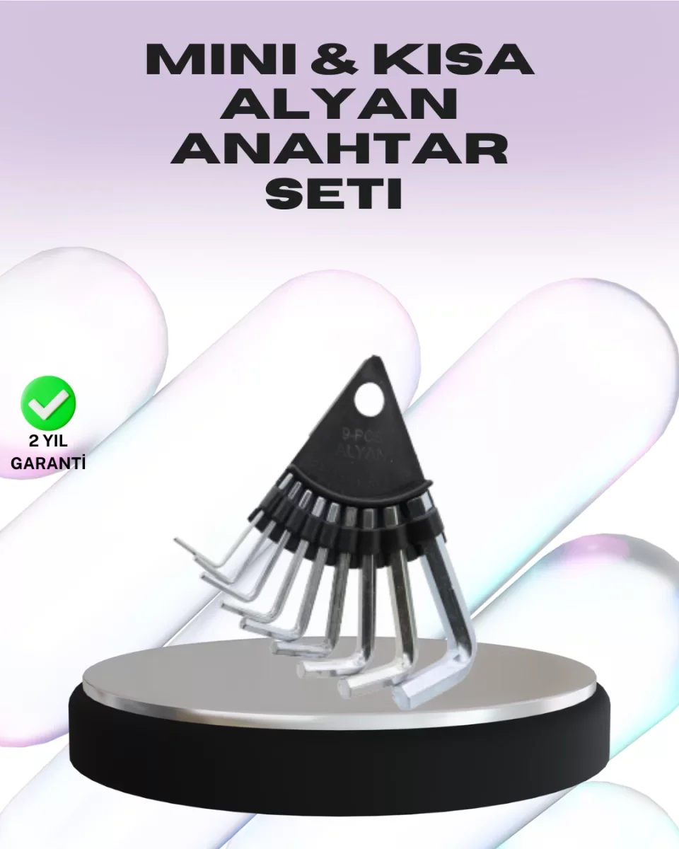 9 Parça Alyan Anahtar Seti Farklı Metrik Ölçü Pratik Taşıma - Lis