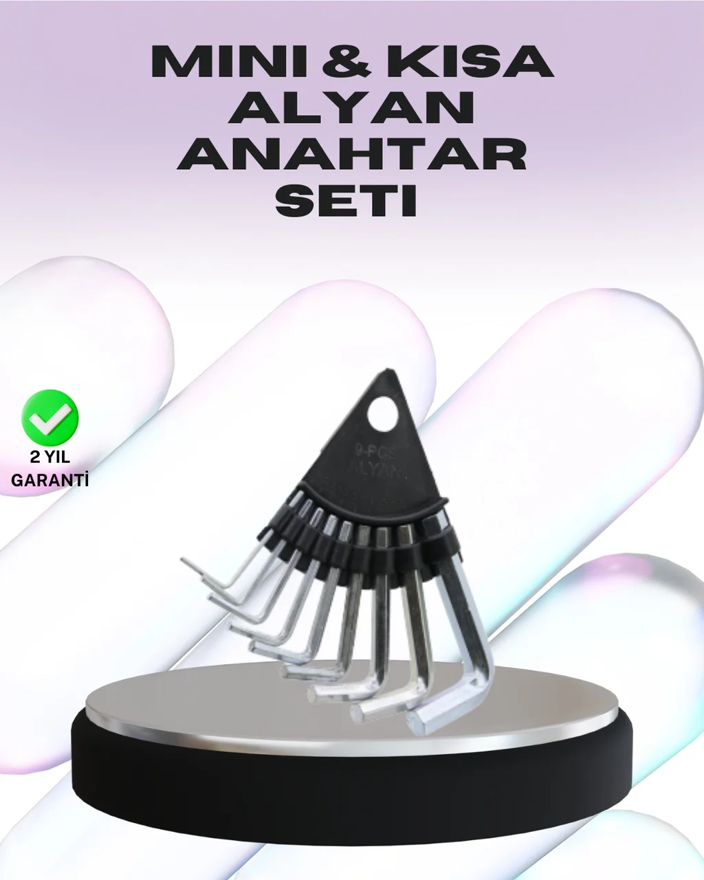 9 Parça Alyan Anahtar Seti Farklı Metrik Ölçü Pratik Taşıma - Lisinya