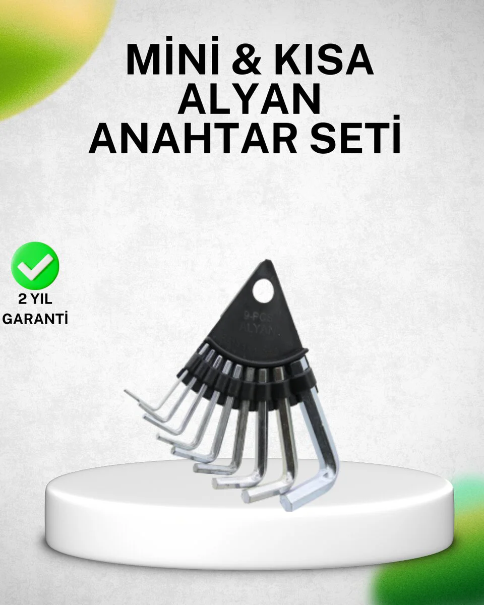 9 Parça Alyan Anahtar Seti - Isıl İşlem Görmüş Çelik, Dayanıklı ve Kompakt Çözüm