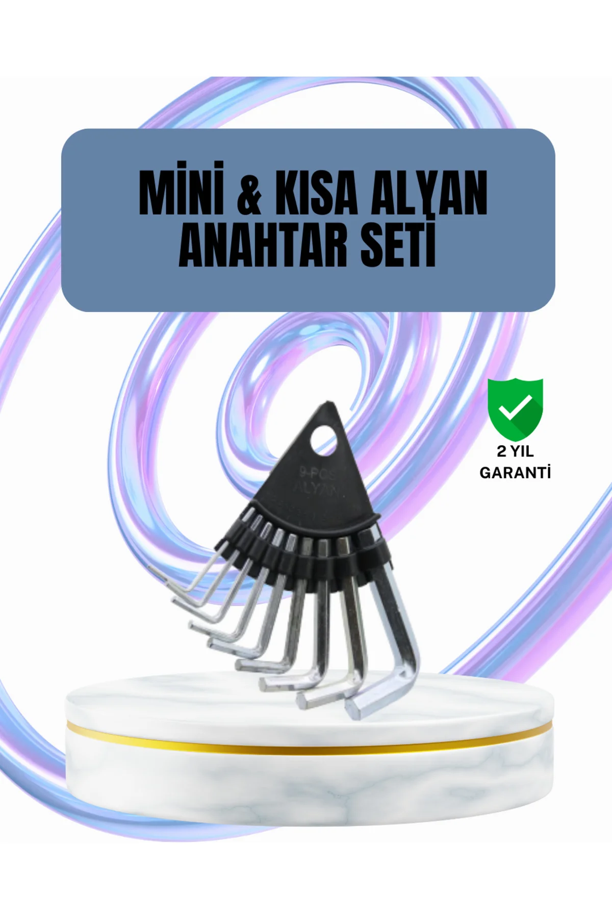9 Parça Alyan Anahtar Seti Altıgen Uçlu Mobilya ve Tamir İçin - a