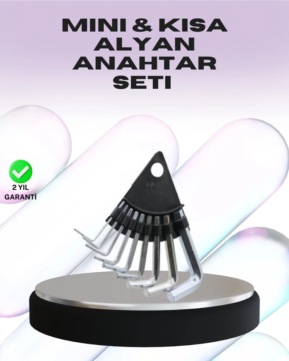 9 Parça Alyan Anahtar Seti - Isıl İşlemli Çelik Pratik Taşıma ve Montaj Aleti