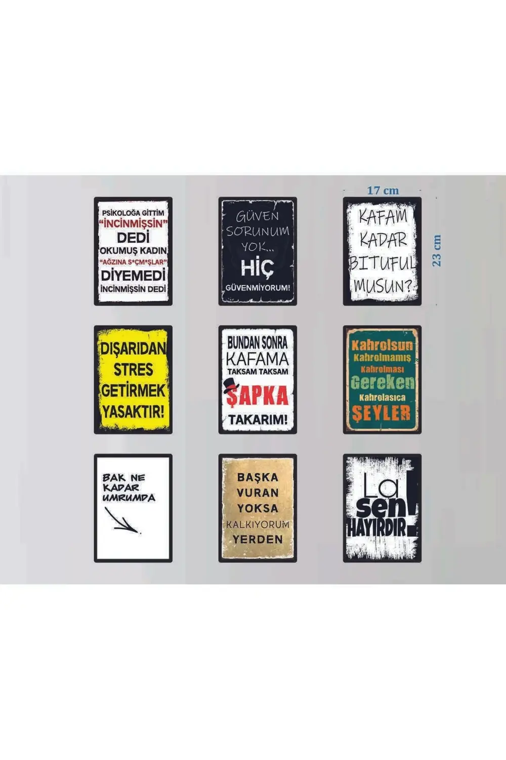9 Parça Karışık Yazılı Ahşap Tablo Seti