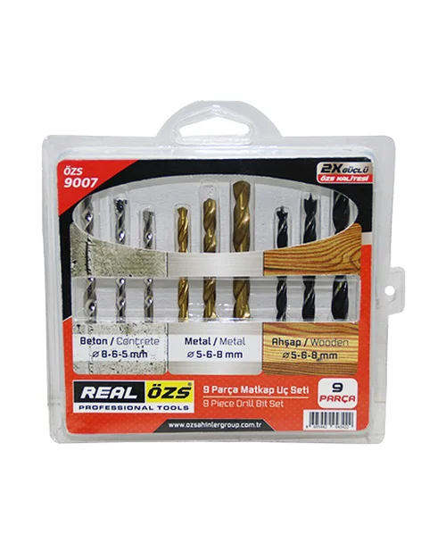 9 Parça Matkap Ucu Seti Beton - Metal - Ahşap - 5-6-8MM