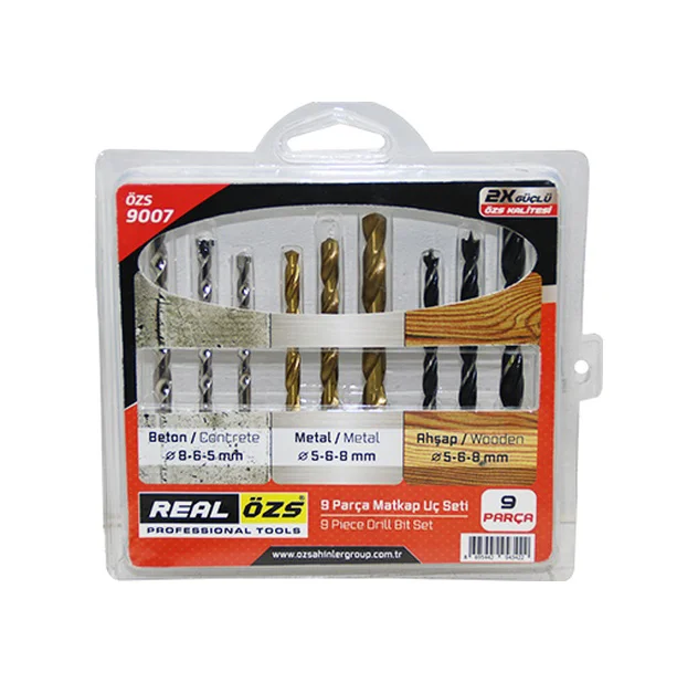 9 Parça Matkap Ucu Seti Beton - Metal - Ahşap - 5-6-8mm 5224