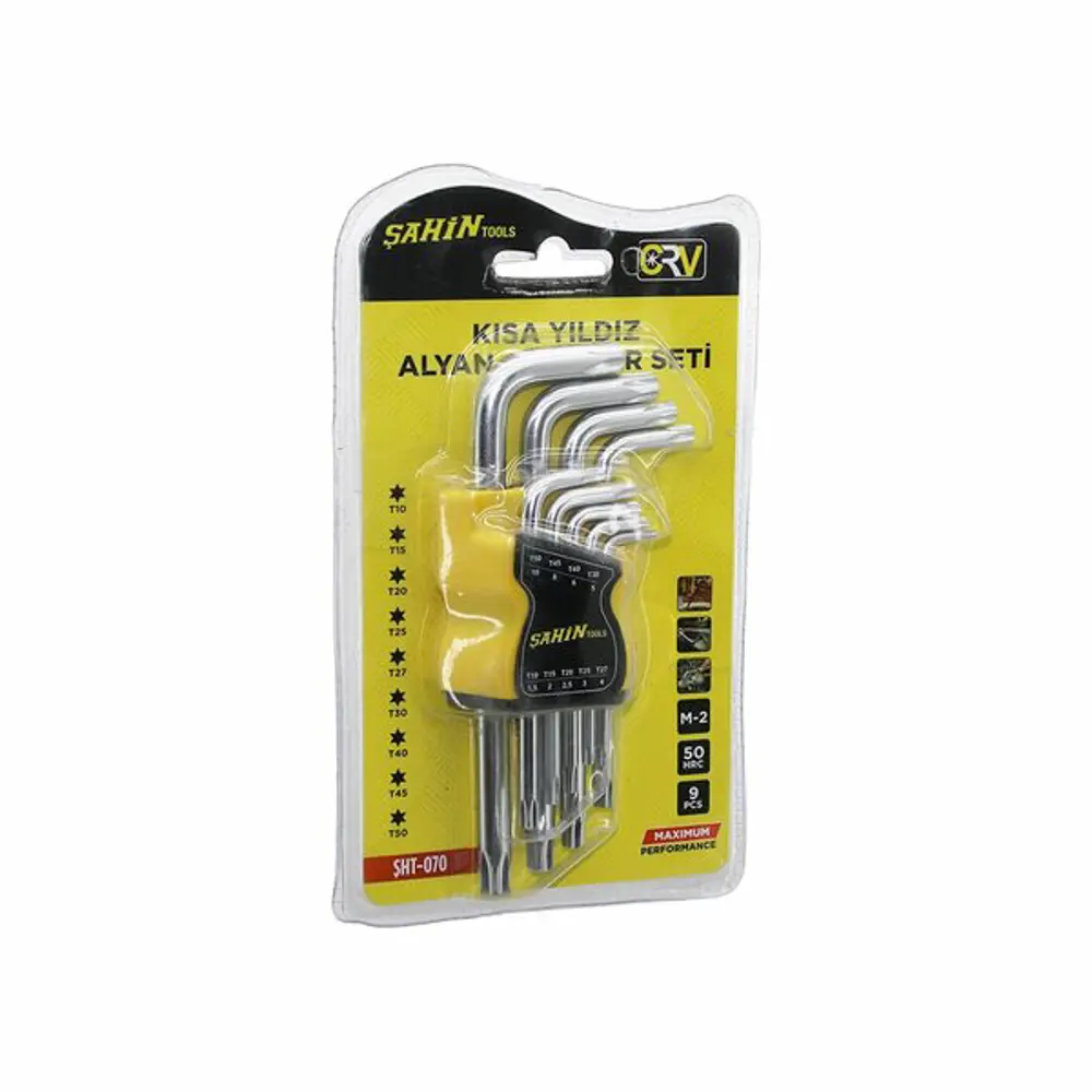 9 PCS KISA YILDIZ ALYAN ANAHTAR SETİ M-2 - 50HRC  (4741)
