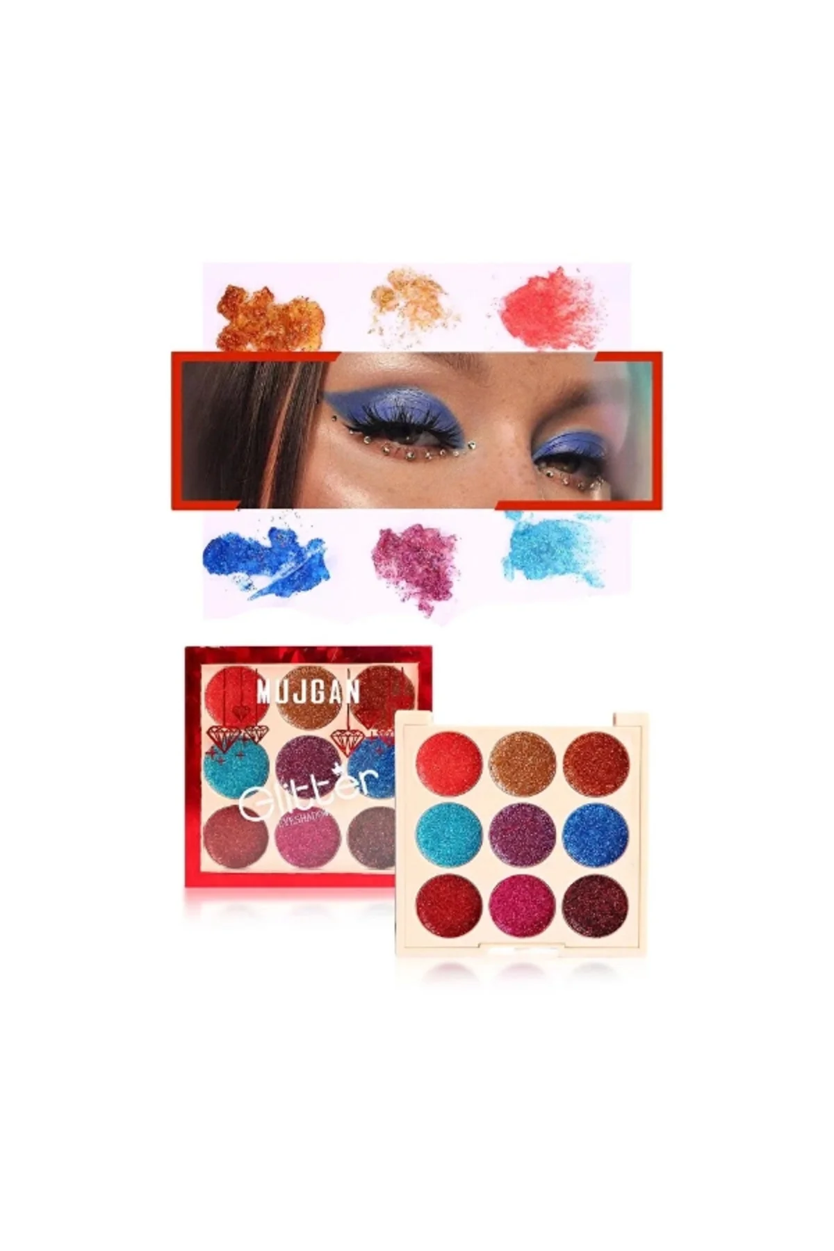 9 Renk Glitter Diamond Far Paleti - 2'li Set