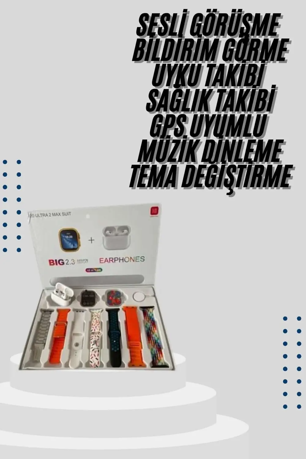 9 Ultra Akıllı Saat 49mm 2inç Ekran 7 Kordonlu ve Bluetooth Kulak