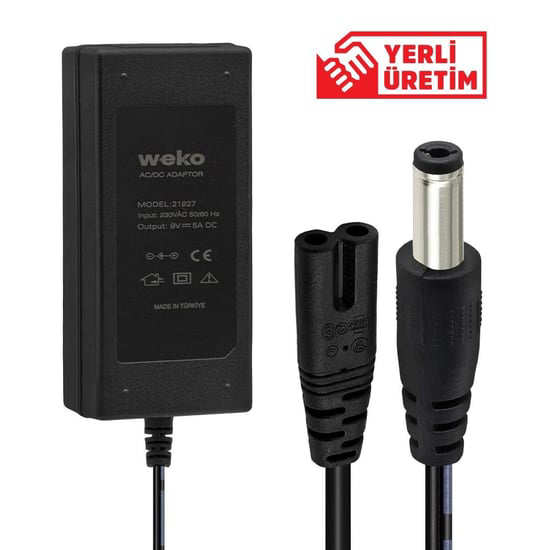 9 Volt - 5 Amper Masaüstü Adaptör 5.5*2.5 Mm Uçlu Yerli̇ Üreti̇m 9 Volt - 5 Amper Masaüstü Adaptör 5.5*2.5 Mm Uçlu Yerli̇ Üreti̇m