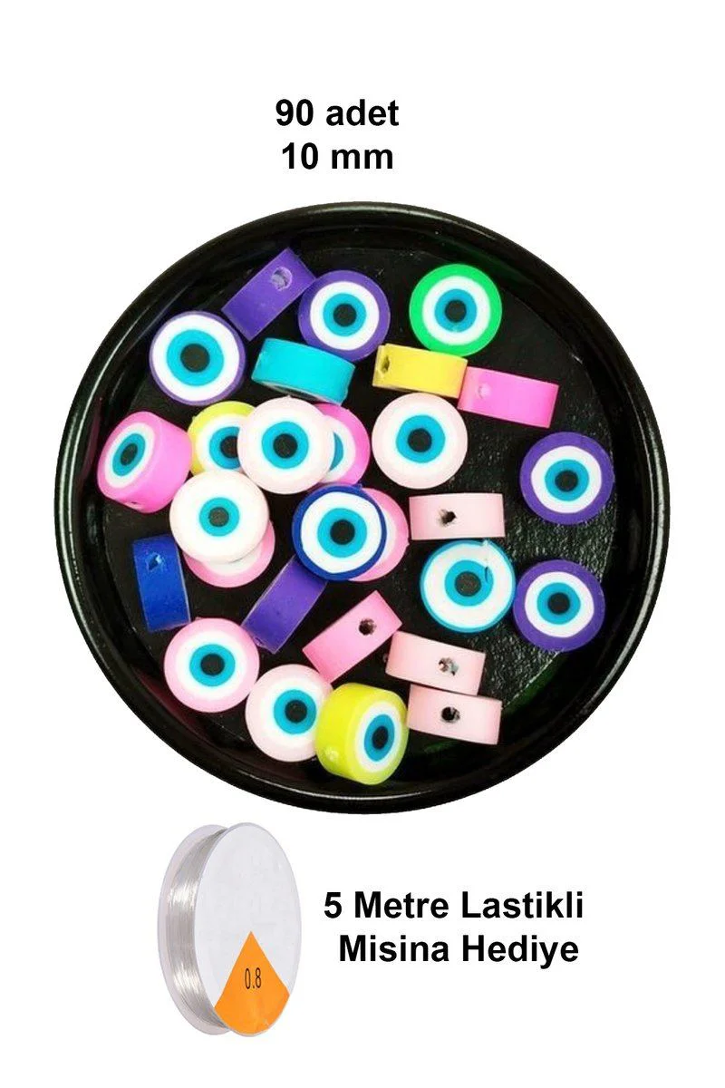 90 Adet 10 mm Fimo Boncuk Seti – Nazar Boncuğu Lastikli Misina Hediye Paketi Fiyatı, Yorumları ve Özellikleri