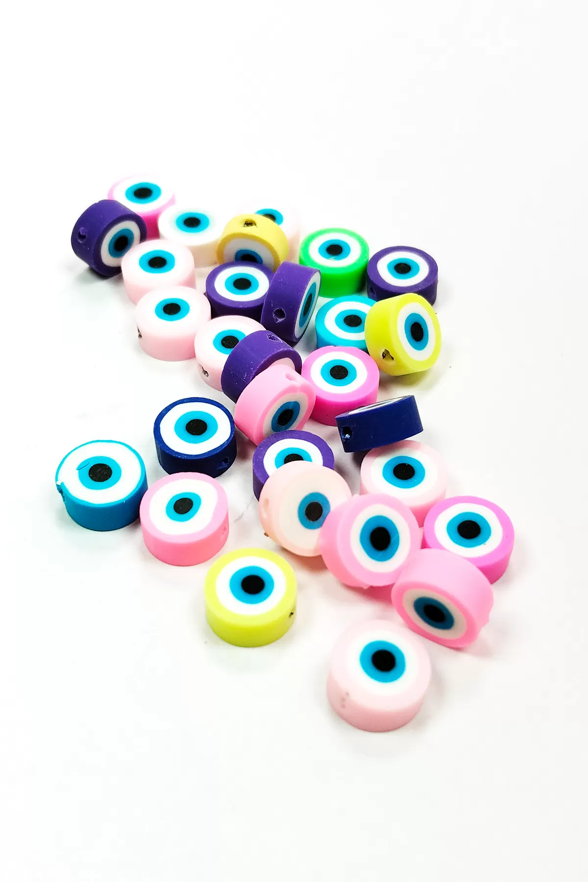 90 Adet 10 mm Polimer Kil Fimo Boncuk Takı Bileklik + 5 Metre Mis