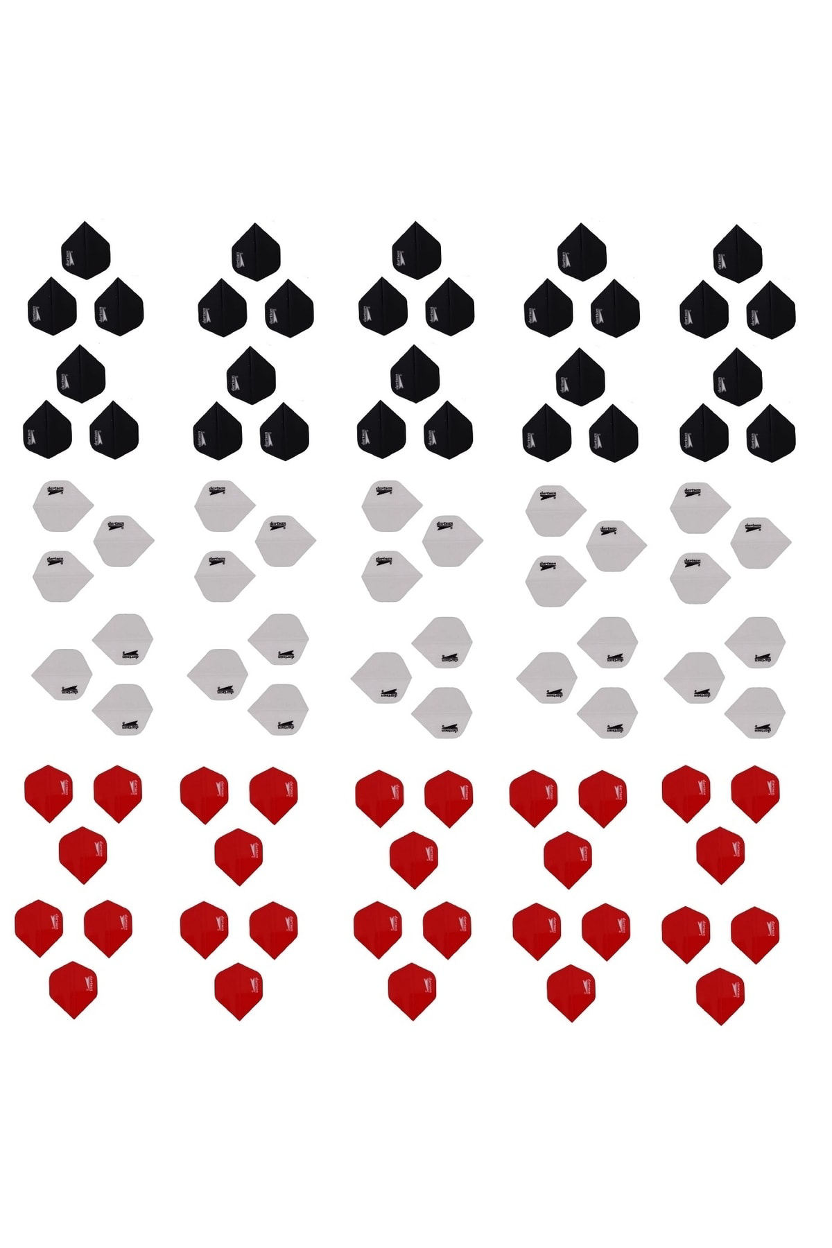 90 Adet (30 SET) Dart Flight-flayt Set. Beyaz, Kırmızı, Siyah Ren