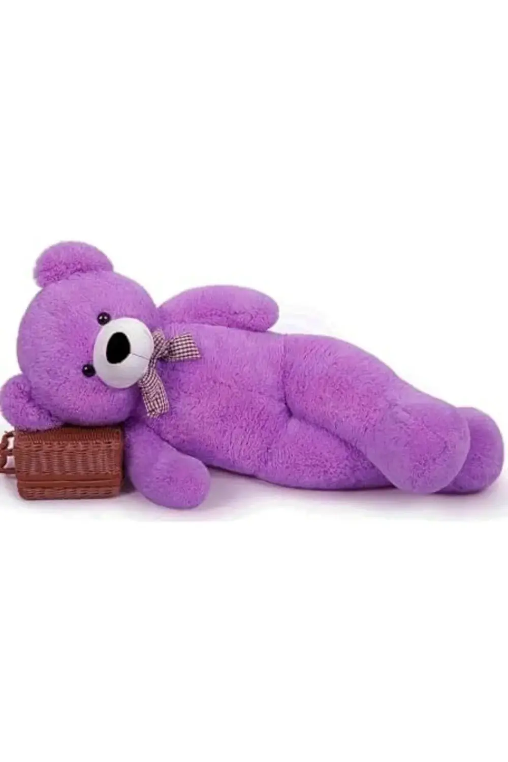 90 cm Rengarenk Papyonlu Peluş Ayıcık -% 100 YERLİ Lila 1178227