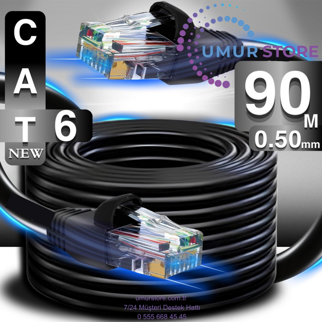 90 Metre Internet Kablosu/0,50mm Utp CAT6 23AWG/ iki Kat Korumalı 90 Metre Internet Kablosu/0,50mm Utp CAT6 23AWG/ iki Kat Korumalı