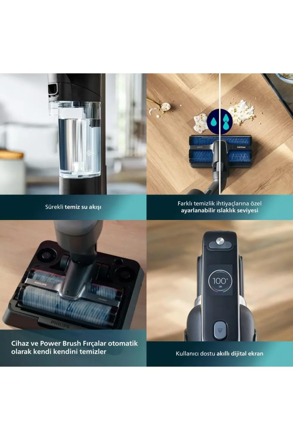 9000 Serisi AquaTrio Kablosuz Dikey Süpürge, AquaSpin Başlık, Pow