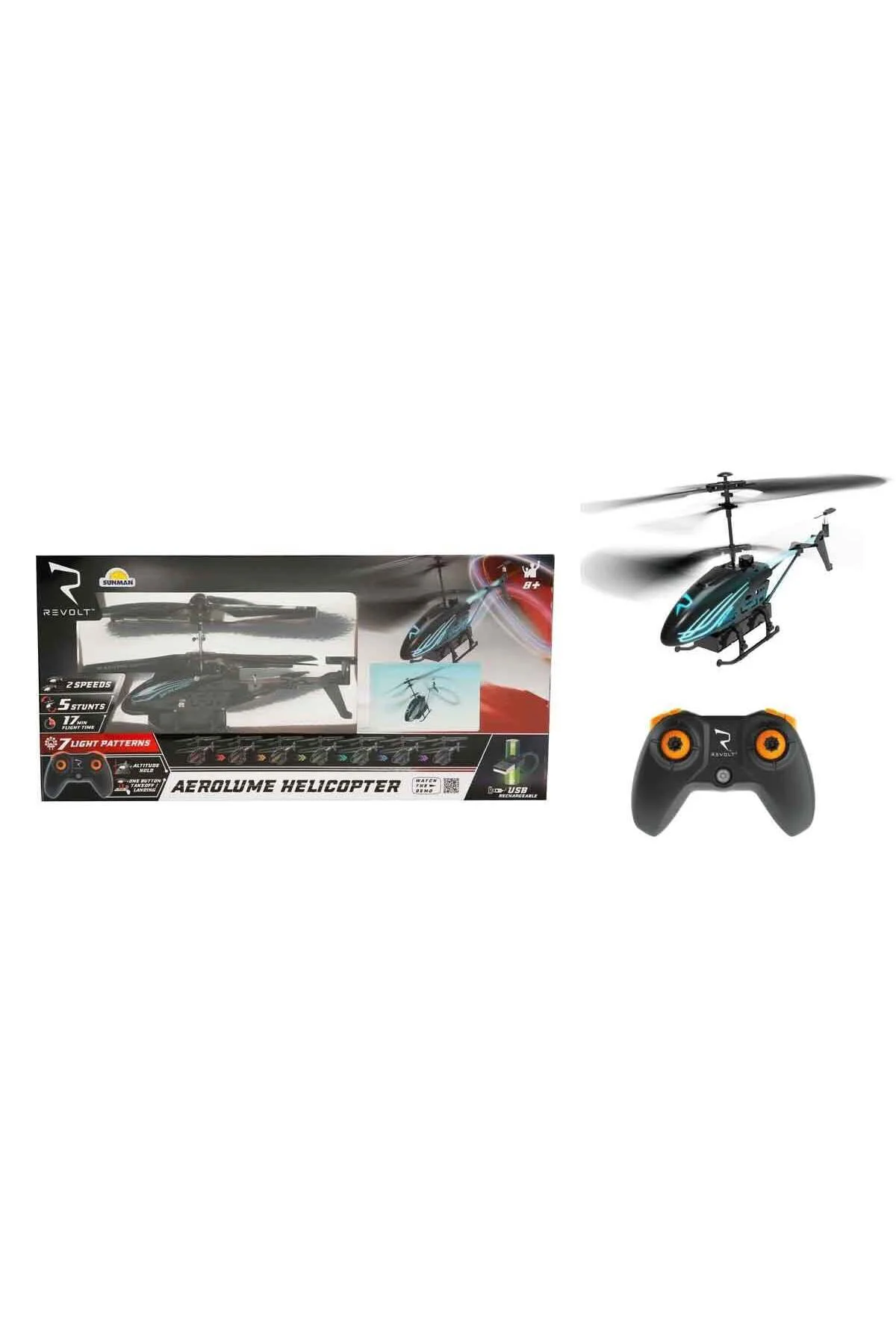 90839 Sun-Sym-Rvt-R C Helikopter Aerolume Çift Perv Işikli 3 7V Usb