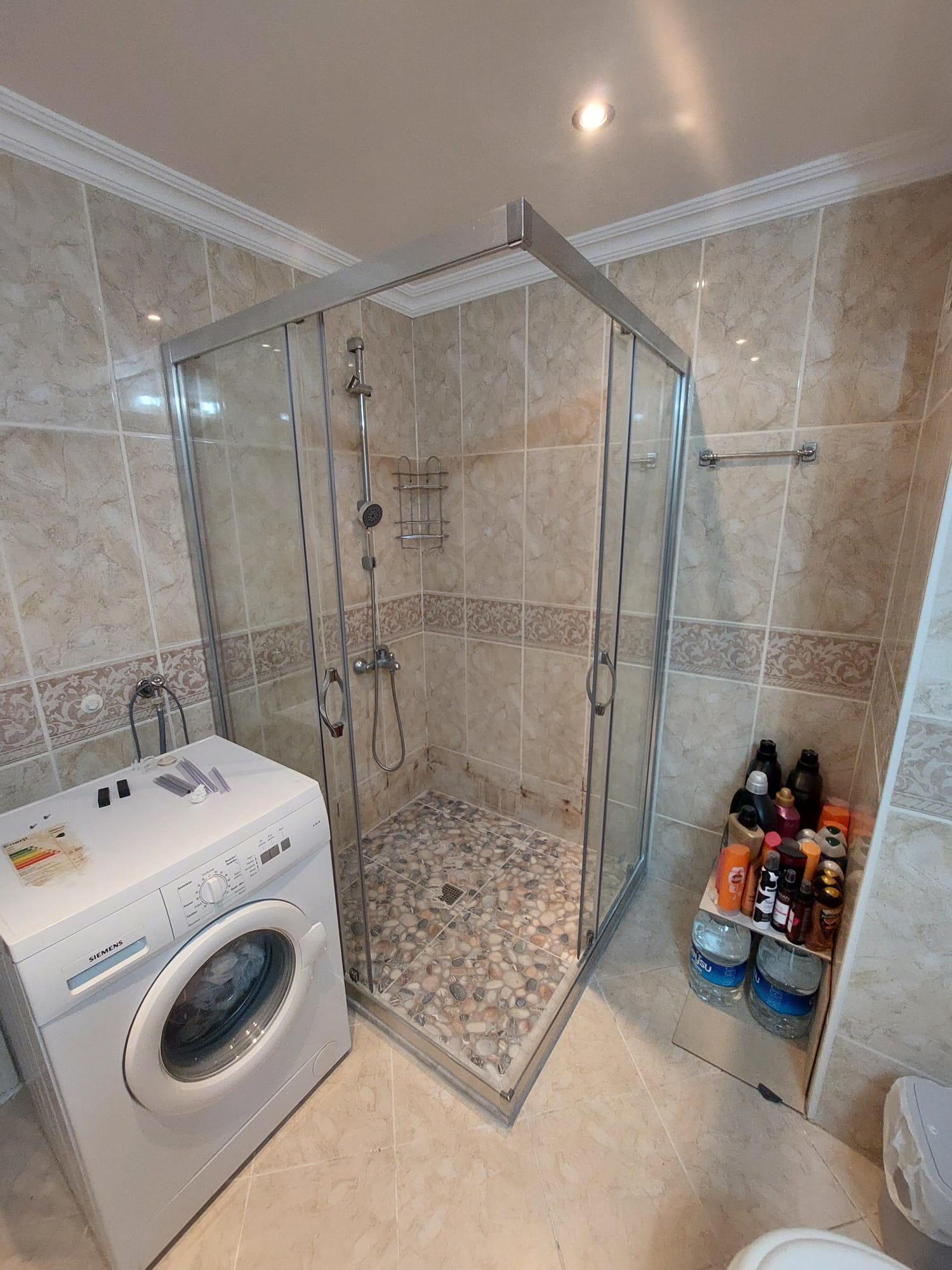 90*90 KÖŞE GİRİŞ PARLAK PROFİL 5mm ŞEFFAF CAM