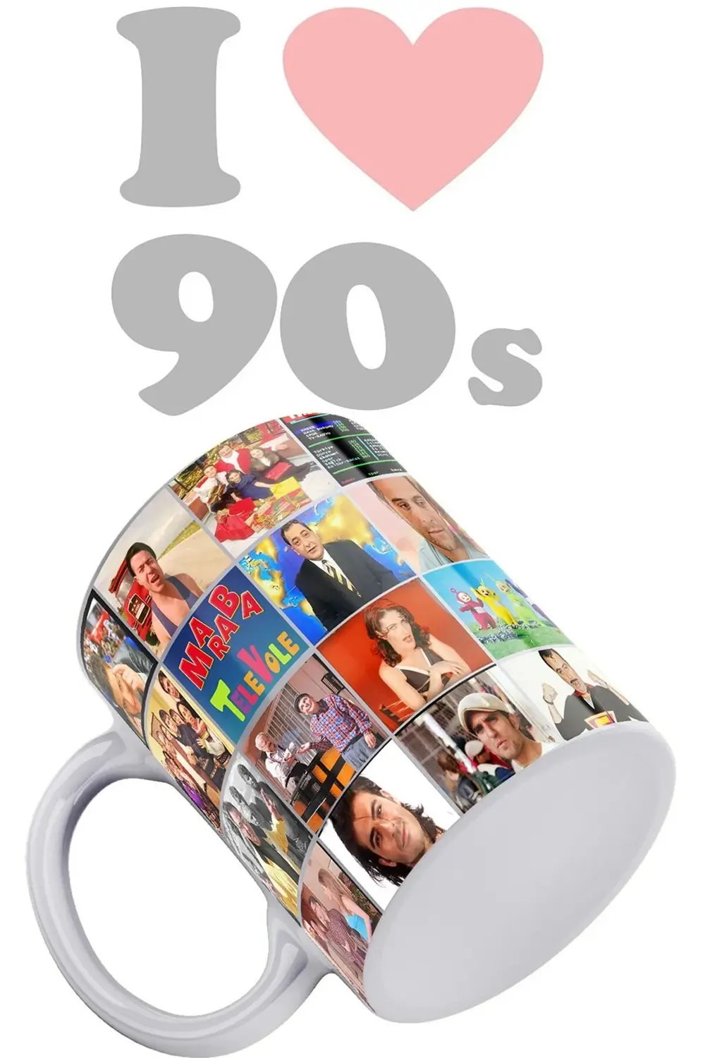 90'lar Medya Konseptli %100 Porselen Beyaz Kupa Bardak