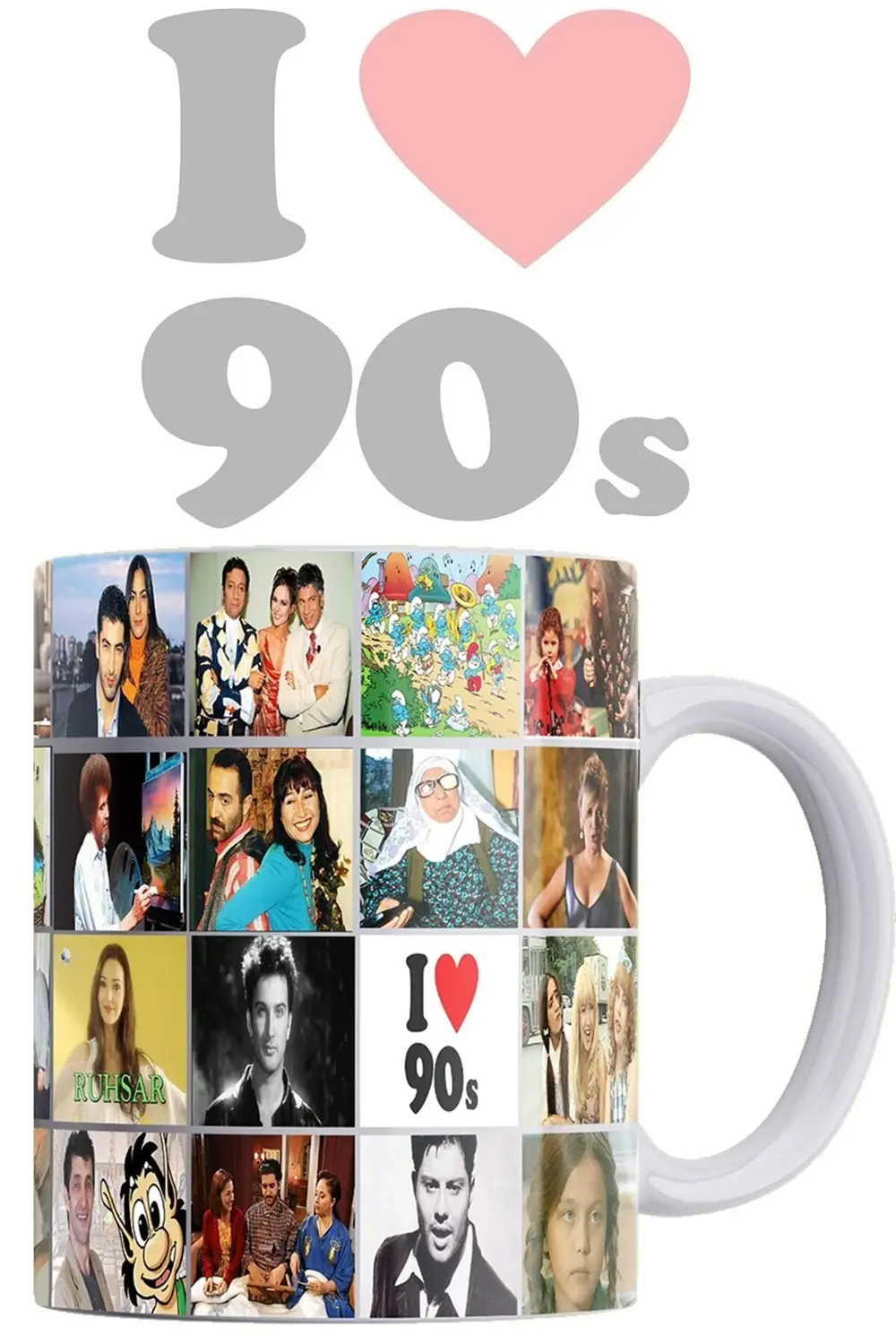 90'lar Medya Konseptli %100 Porselen Beyaz Kupa Bardak