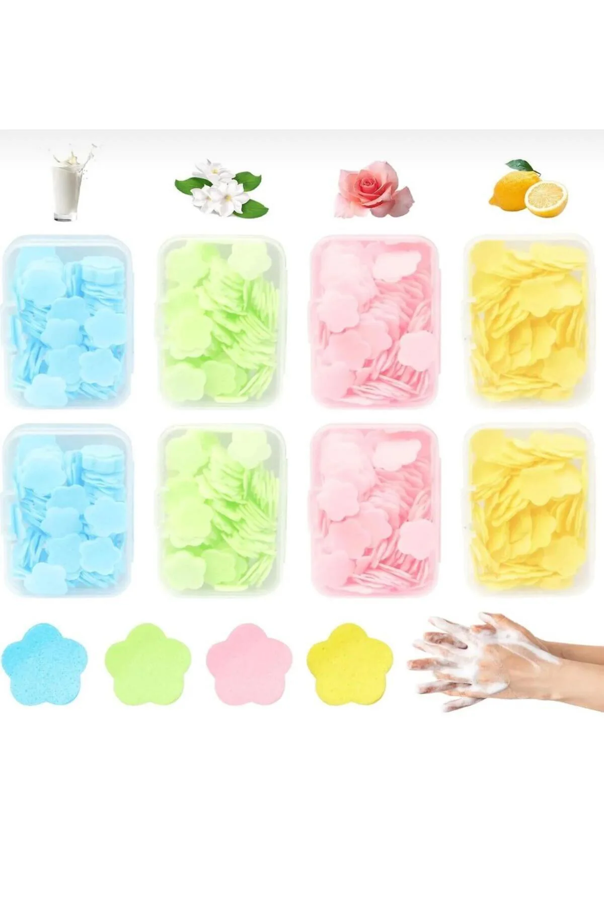 90’lı Çiçek Şekilli Mini Sabun | Tek Kullanımlık Kokulu Cep Sabun