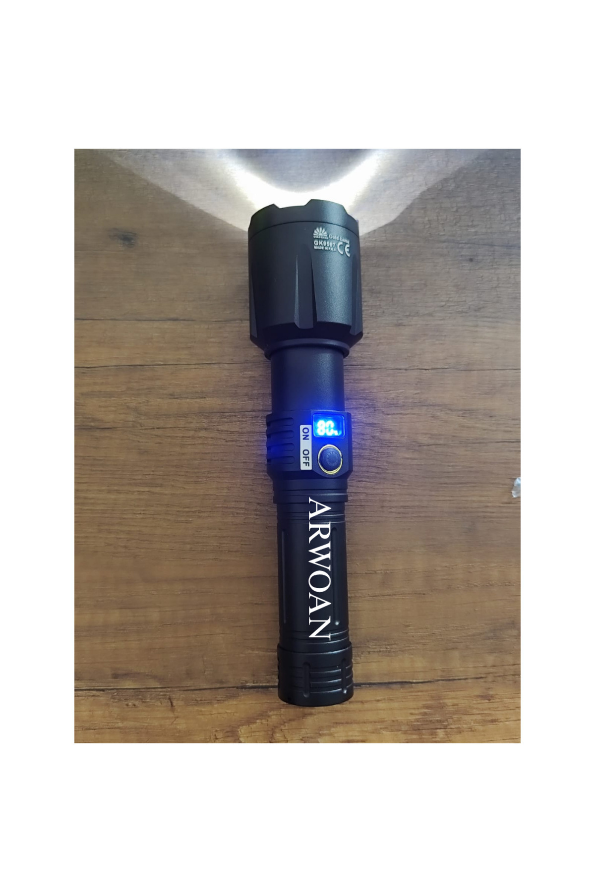 90W Şarjlı LED El Feneri – 2200 Metre Aydınlatma, 5000 mAh Lityum