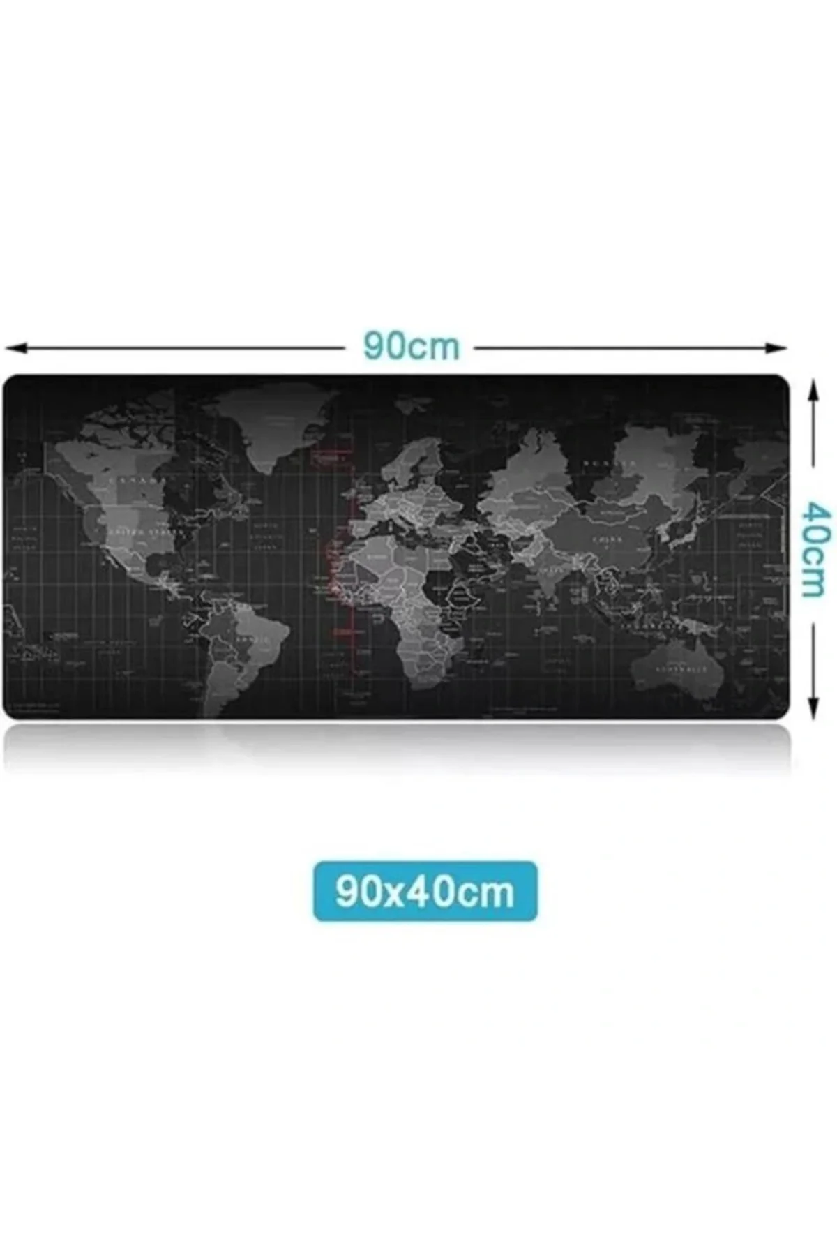 90X40 Büyük Boy Xxl Dünya Desenli Mouse Pad Kauçuk Alt Taban, Yumuşak Kumaş