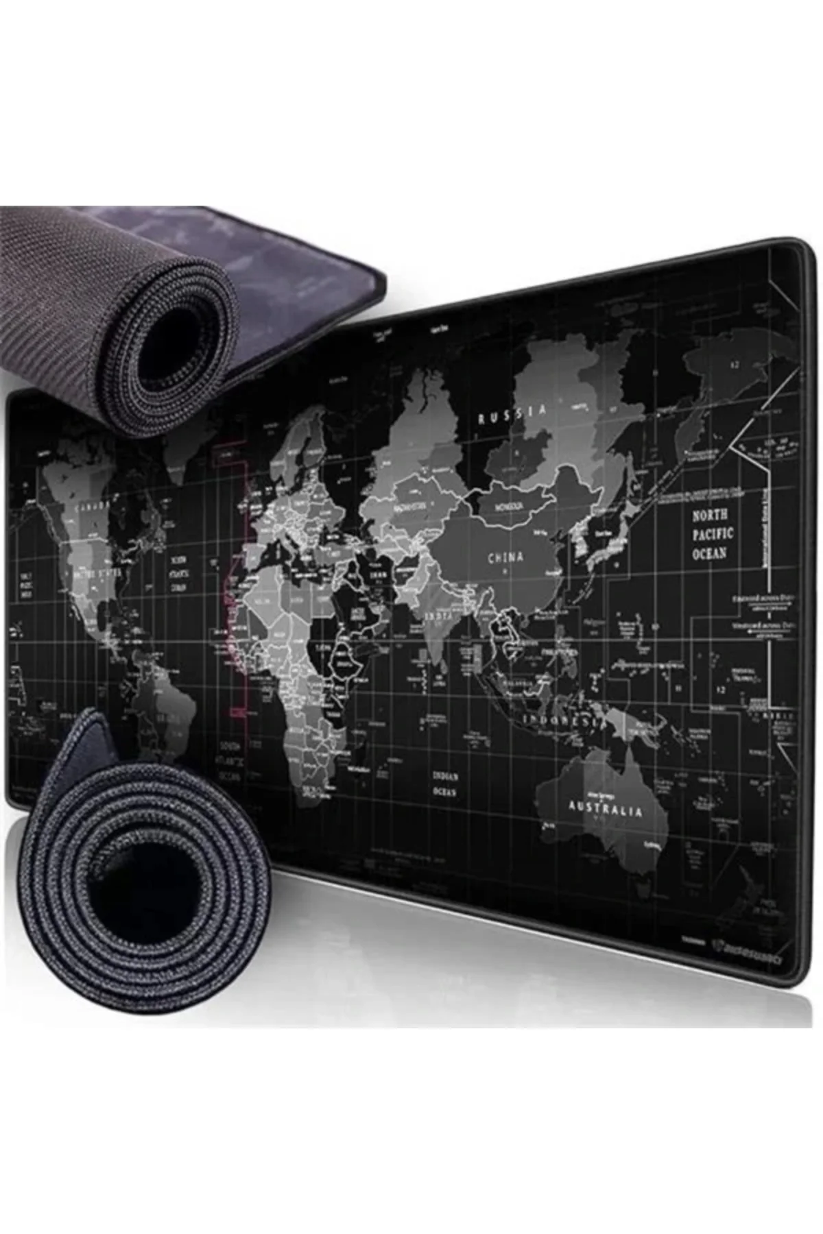 90X40 Büyük Boy Xxl Dünya Desenli Mouse Pad Kauçuk Alt Taban, Yumuşak Kumaş