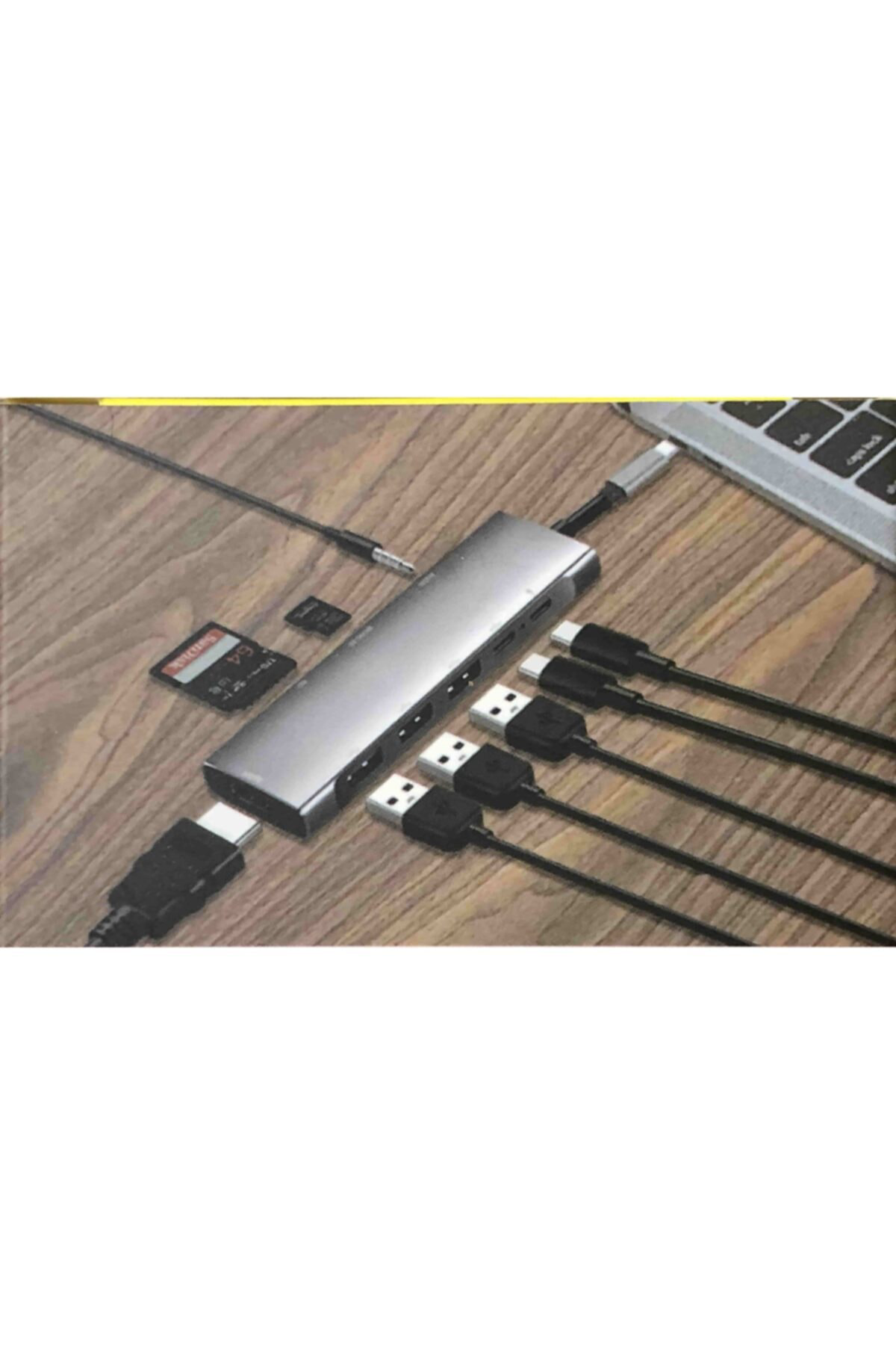 9+1 Aleminyum Kasa Dönüştürücü Type C Usb Hdmı Audio Kulaklık Usb