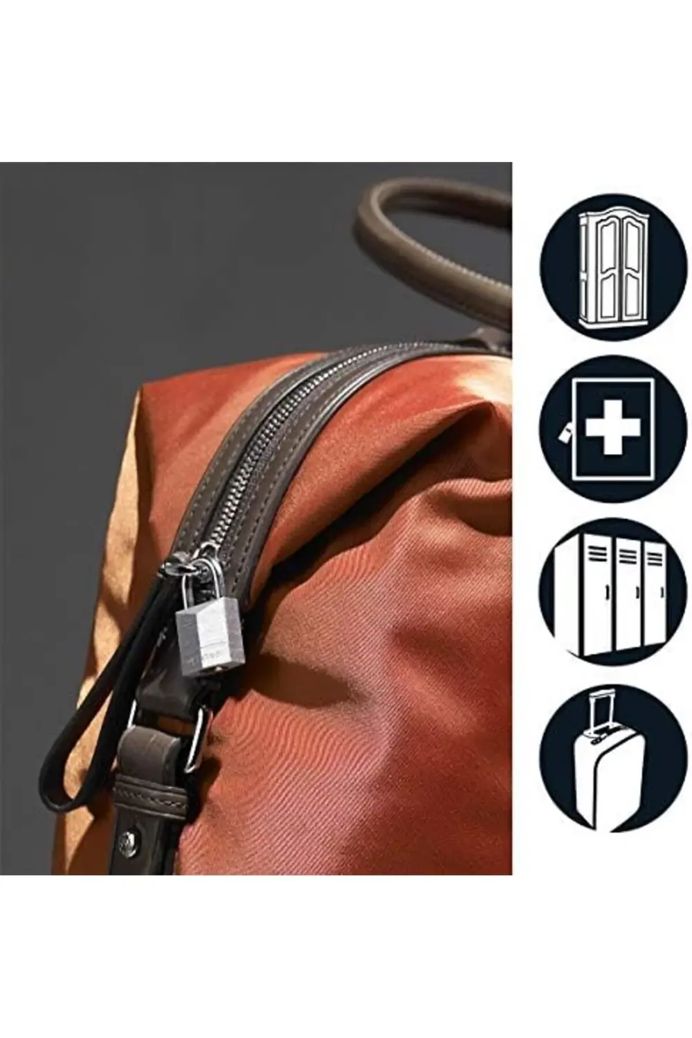 9120EURTCC 2 Adet Masif Yapılan Anahtarlı Asma Kilit Seti, Gri, 2