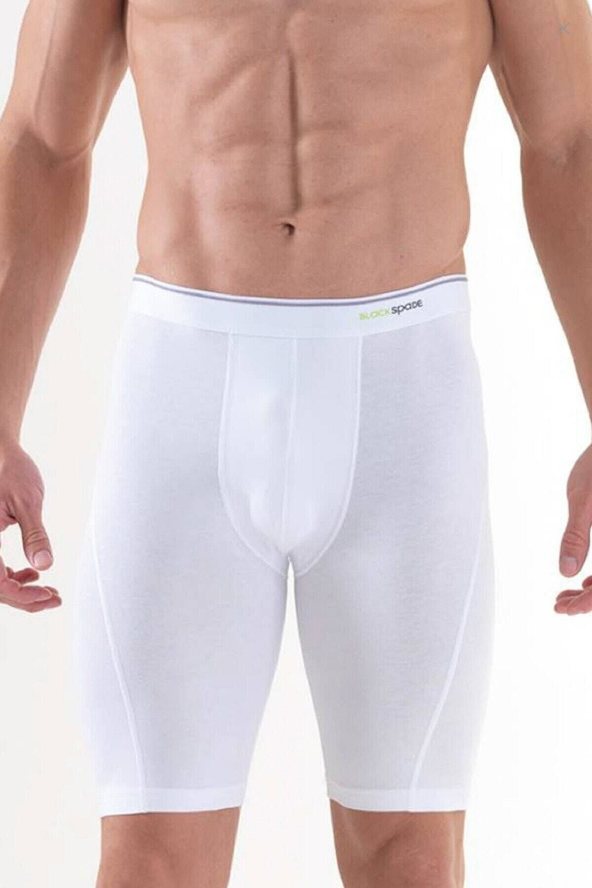 Blackspade %92 Pamuk Erkek Uzun Beyaz Boxer